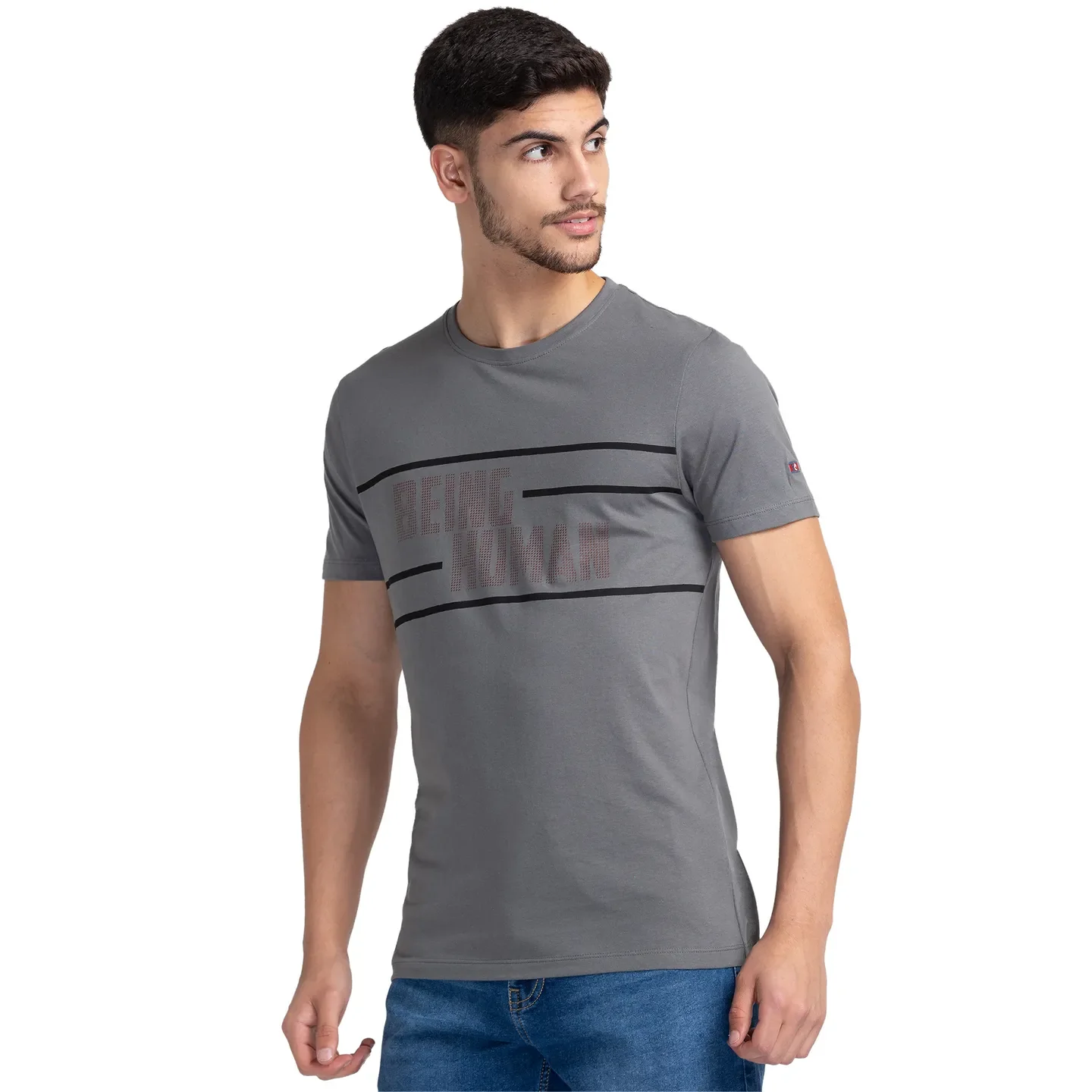 Grey Regular Fit Men's Short Sleeves T-Shirt by Being Human Clothing - Image 4