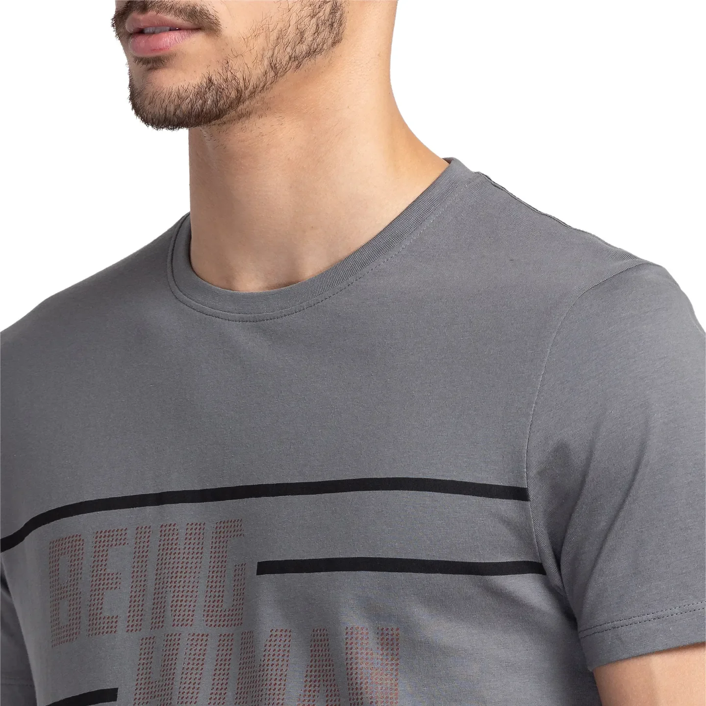 Grey Regular Fit Men's Short Sleeves T-Shirt by Being Human Clothing - Image 5