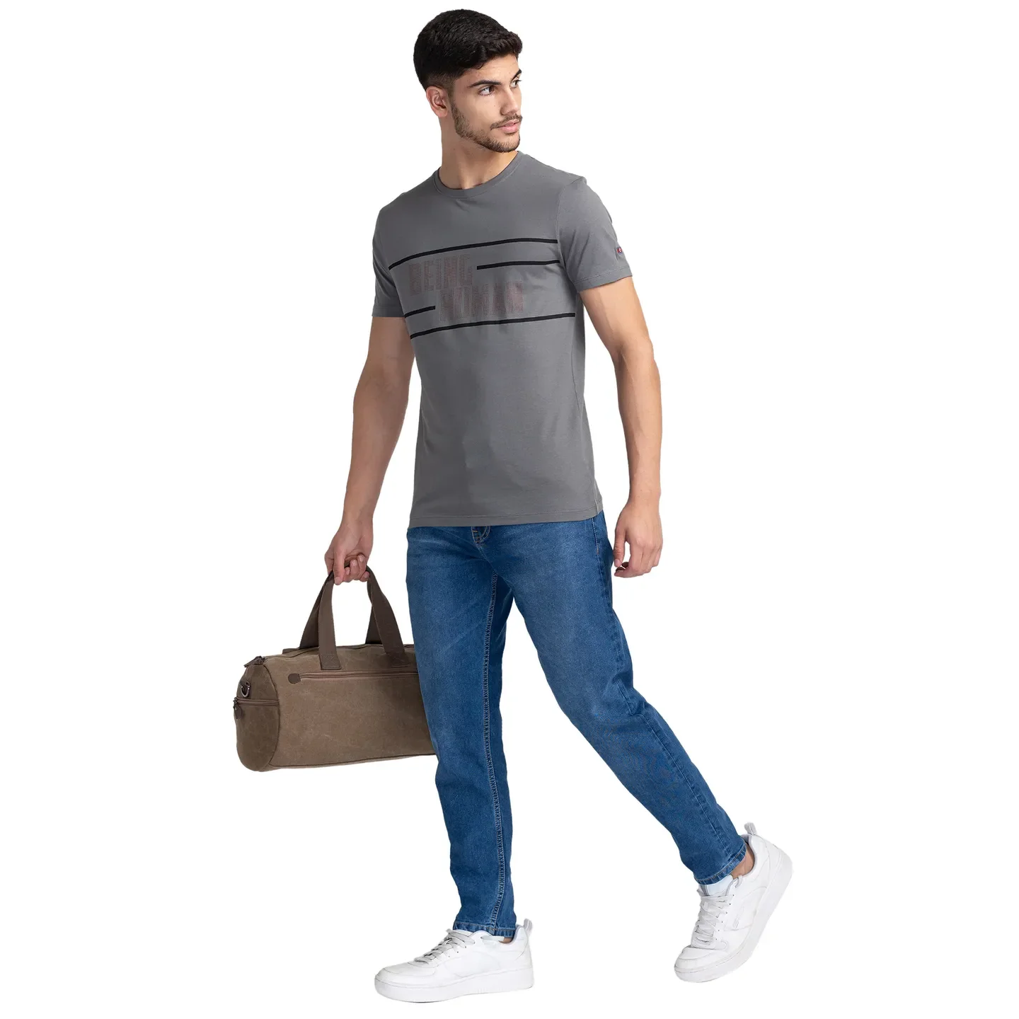Grey Regular Fit Men's Short Sleeves T-Shirt by Being Human Clothing - Image 6