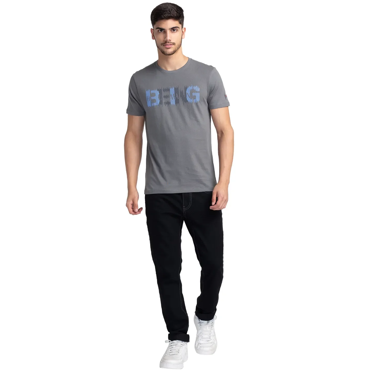 Grey Regular Fit Men's Short Sleeves T-Shirt by Being Human Clothing - Image 2