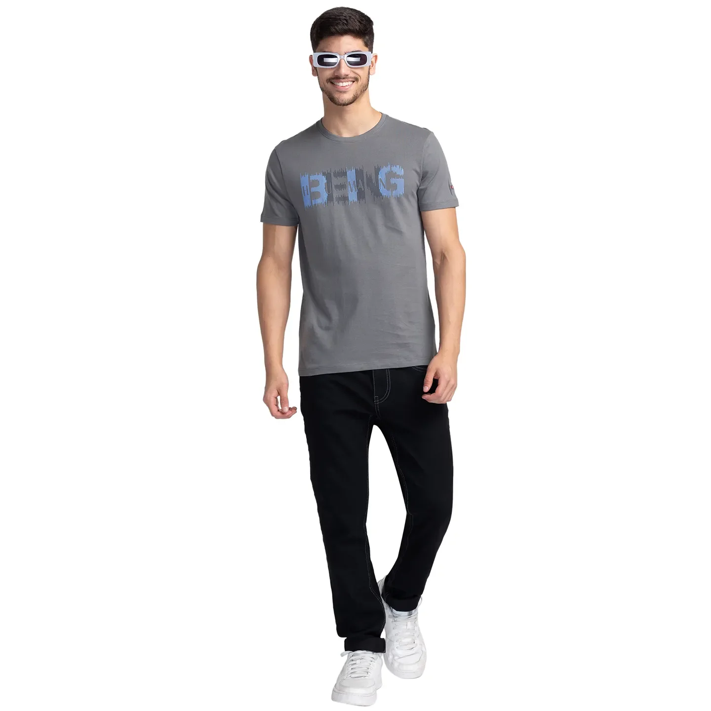 Grey Regular Fit Men's Short Sleeves T-Shirt by Being Human Clothing - Image 6