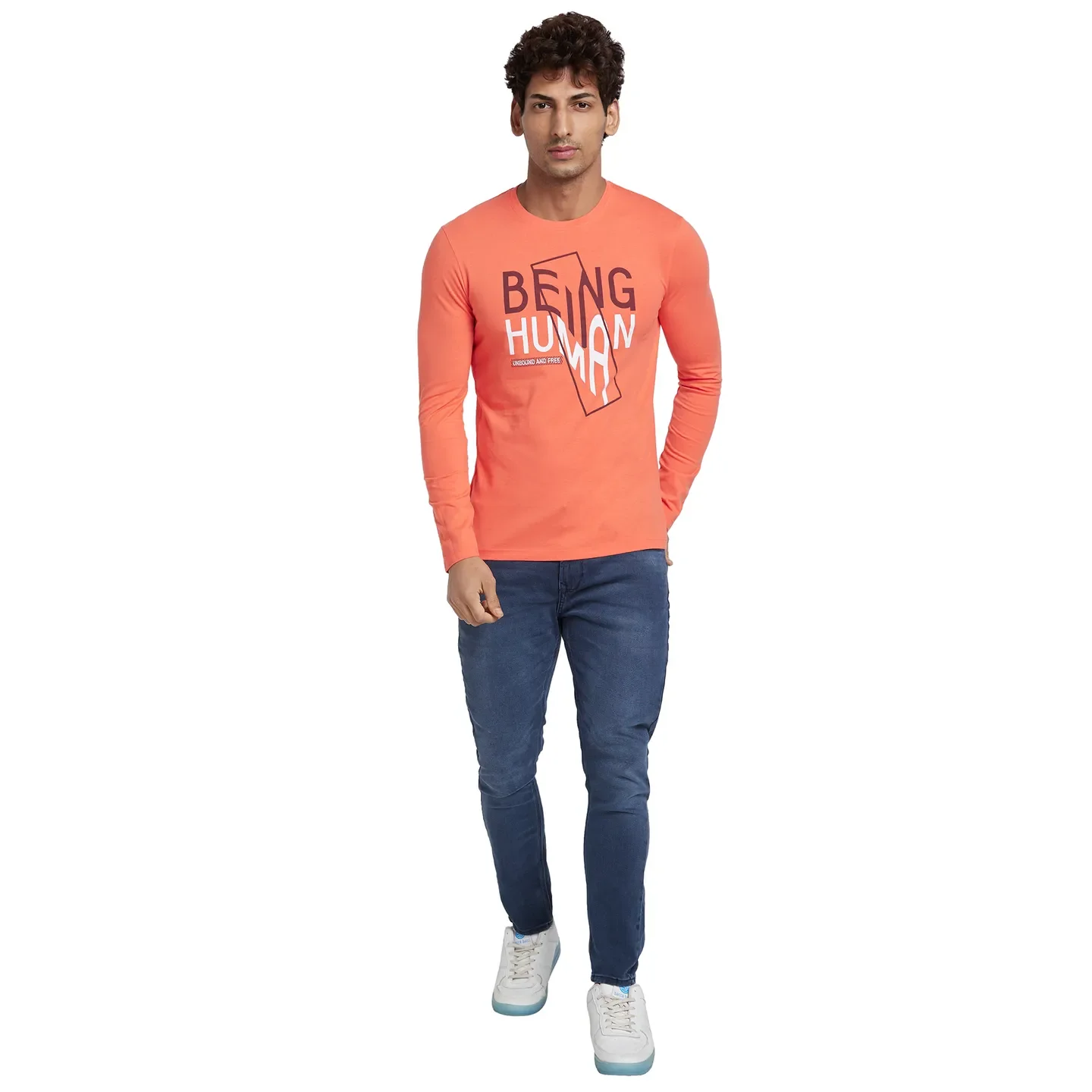 Hot Coral Regular Fit Round Neck Men's T-Shirt by Being Human Clothing - Image 5