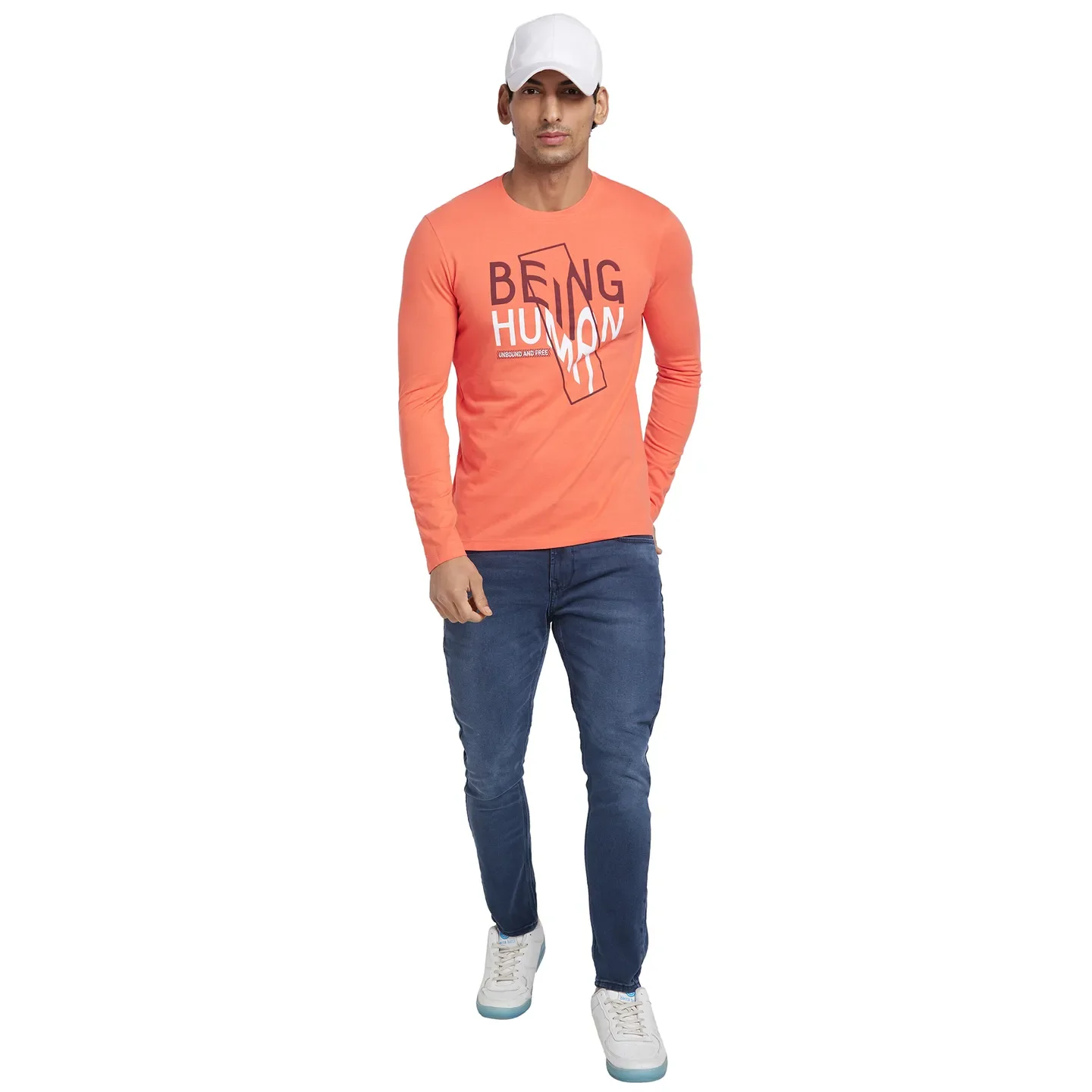Hot Coral Regular Fit Round Neck Men's T-Shirt by Being Human Clothing - Image 6