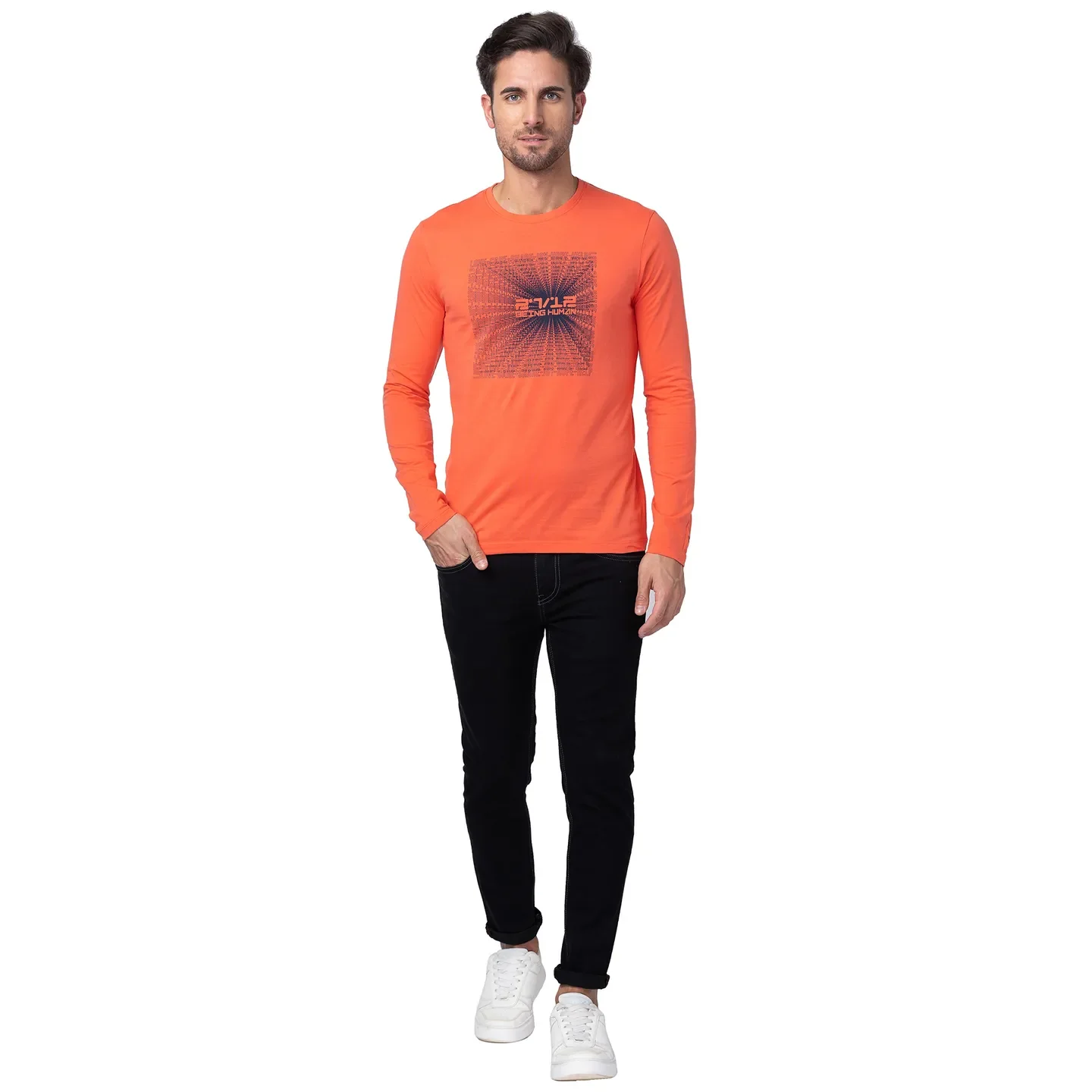 Pink Regular Fit Men's Long Sleeves T-Shirt by Being Human Clothing - Image 5