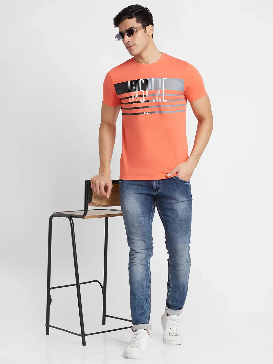 Pink Regular Fit Men's Short Sleeves T-Shirt by Being Human Clothing - Image 6