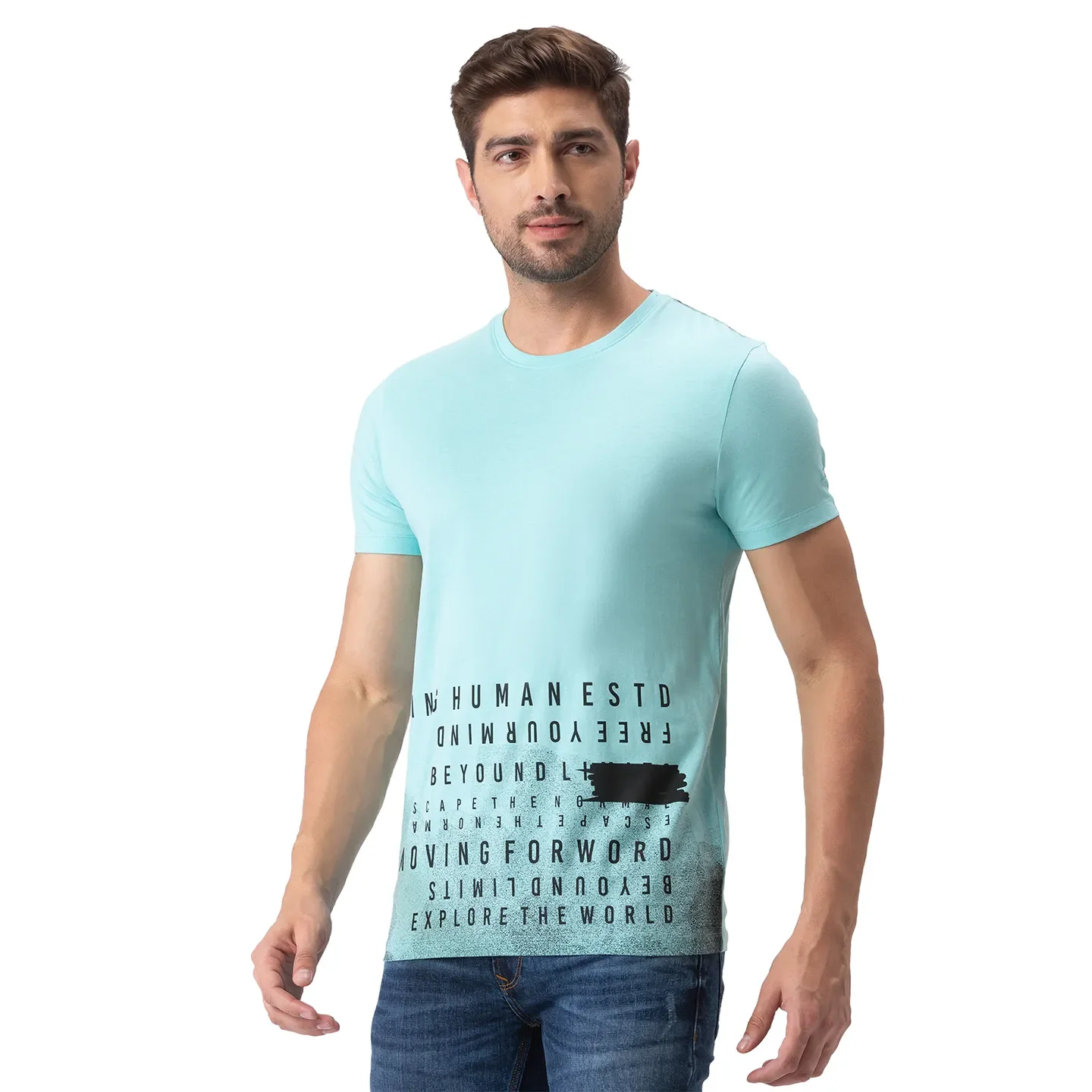 Blue Regular Fit Men's Short Sleeves T-Shirt by Being Human Clothing - Image 2