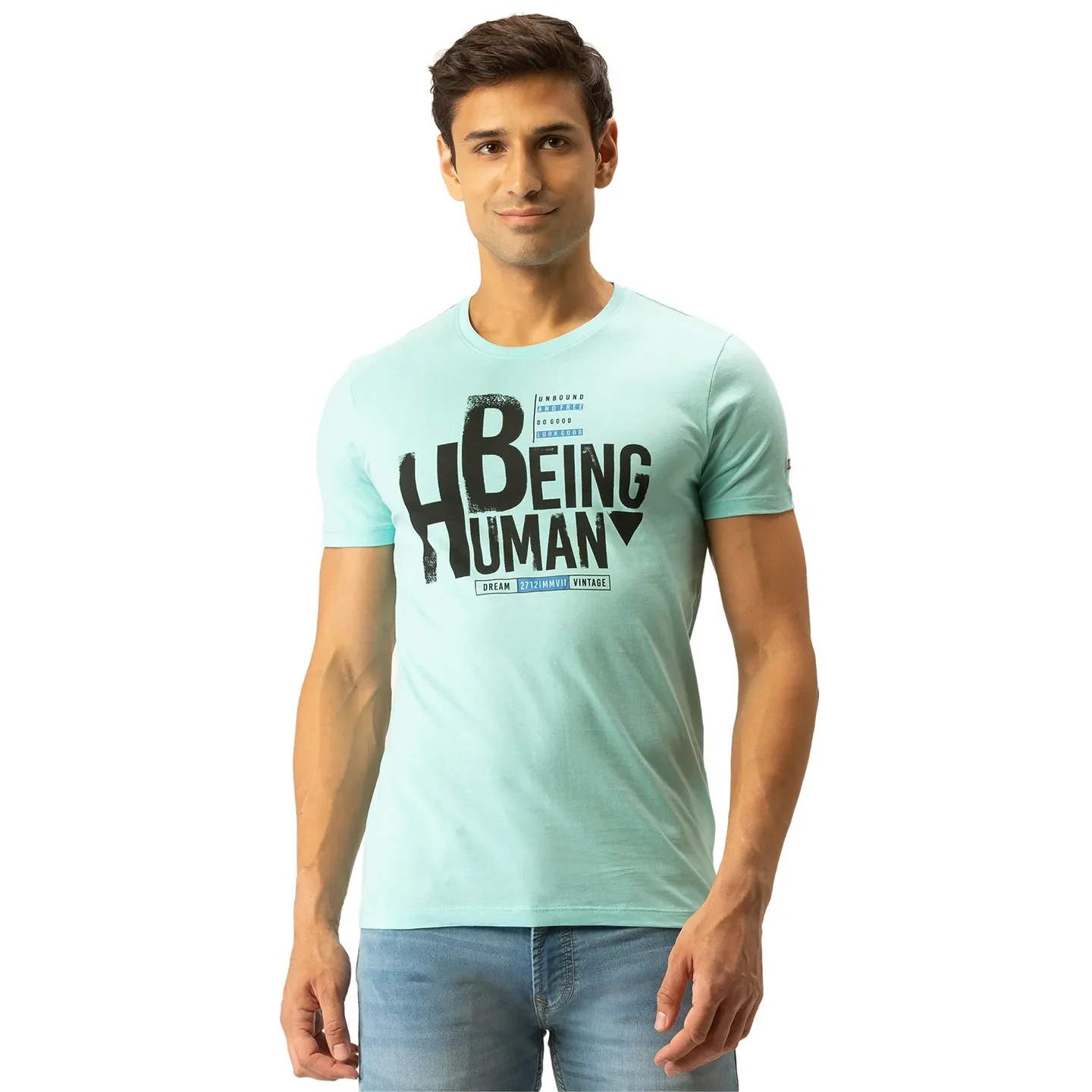 Blue Regular Fit Men's Short Sleeves T-Shirt by Being Human Clothing