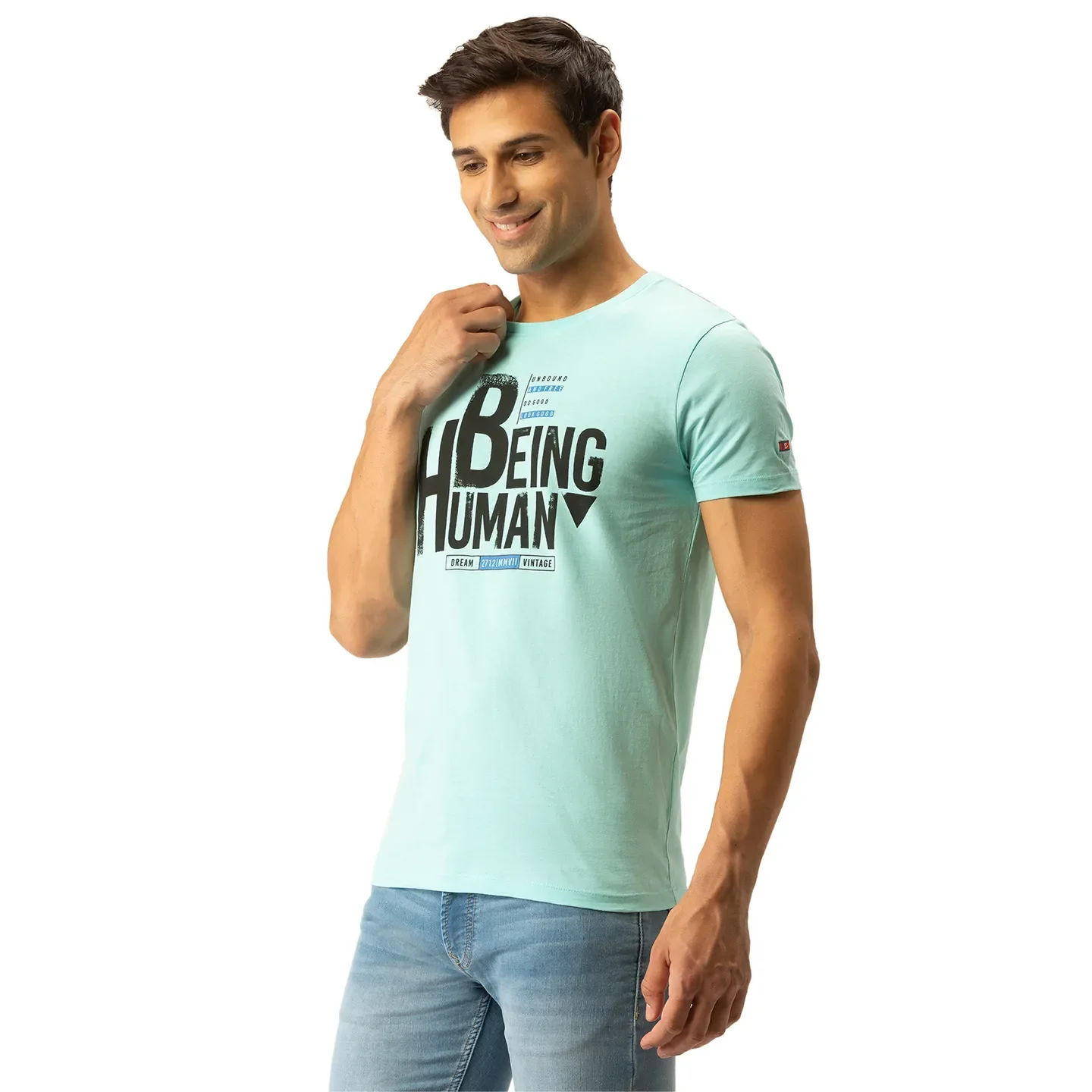 Blue Regular Fit Men's Short Sleeves T-Shirt by Being Human Clothing - Image 2