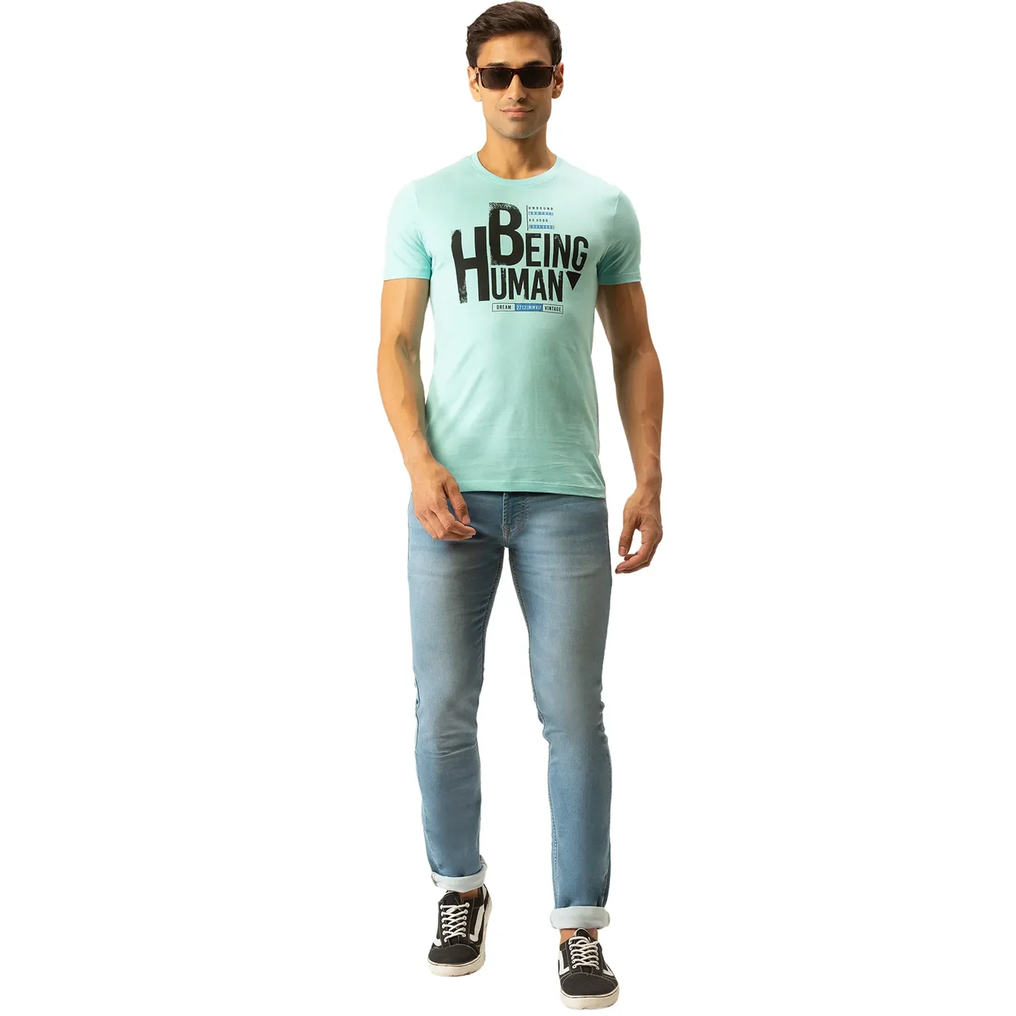Blue Regular Fit Men's Short Sleeves T-Shirt by Being Human Clothing - Image 5