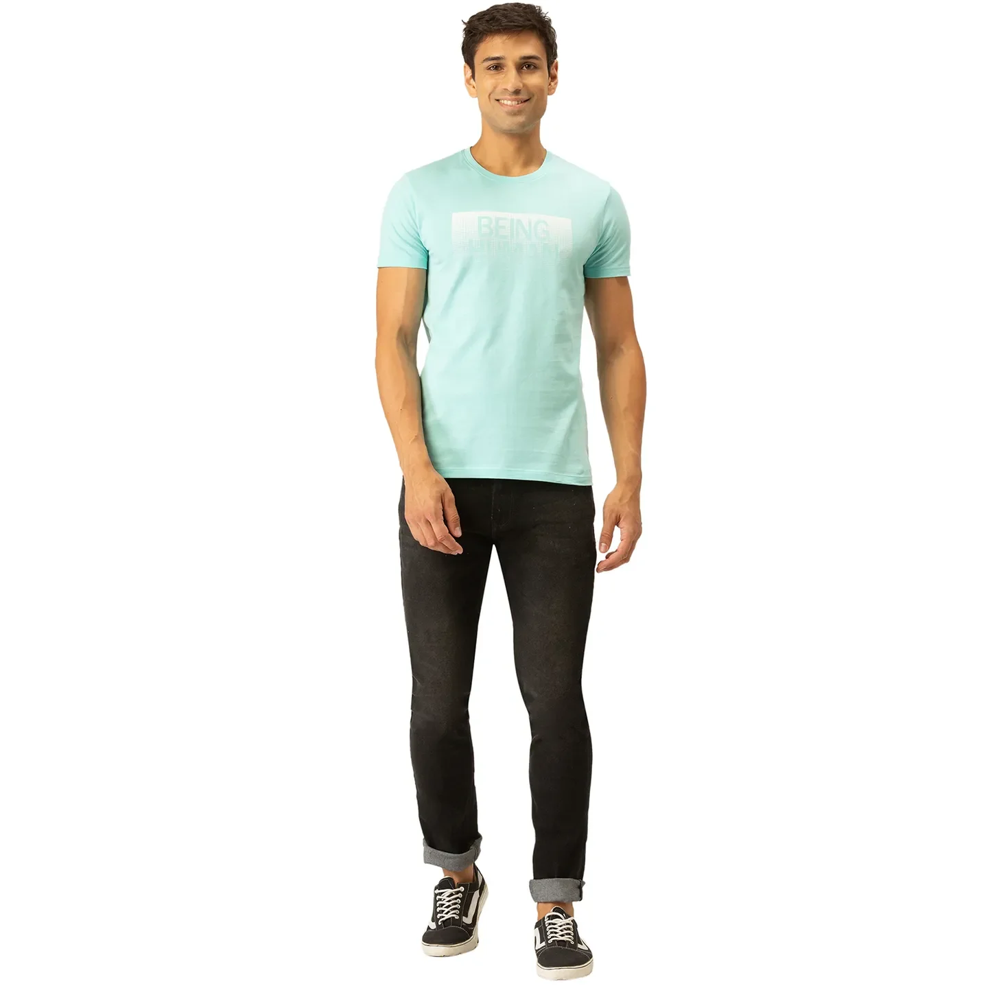 Blue Regular Fit Men's Short Sleeves T-Shirt by Being Human Clothing - Image 2