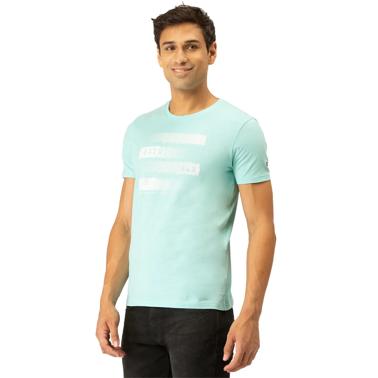 Blue Regular Fit Men's Short Sleeves T-Shirt by Being Human Clothing - Image 4