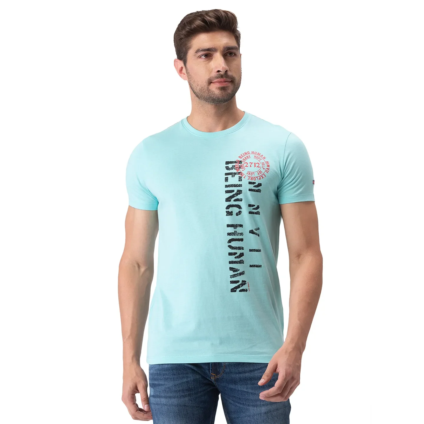 Blue Regular Fit Men's Short Sleeves T-Shirt by Being Human Clothing