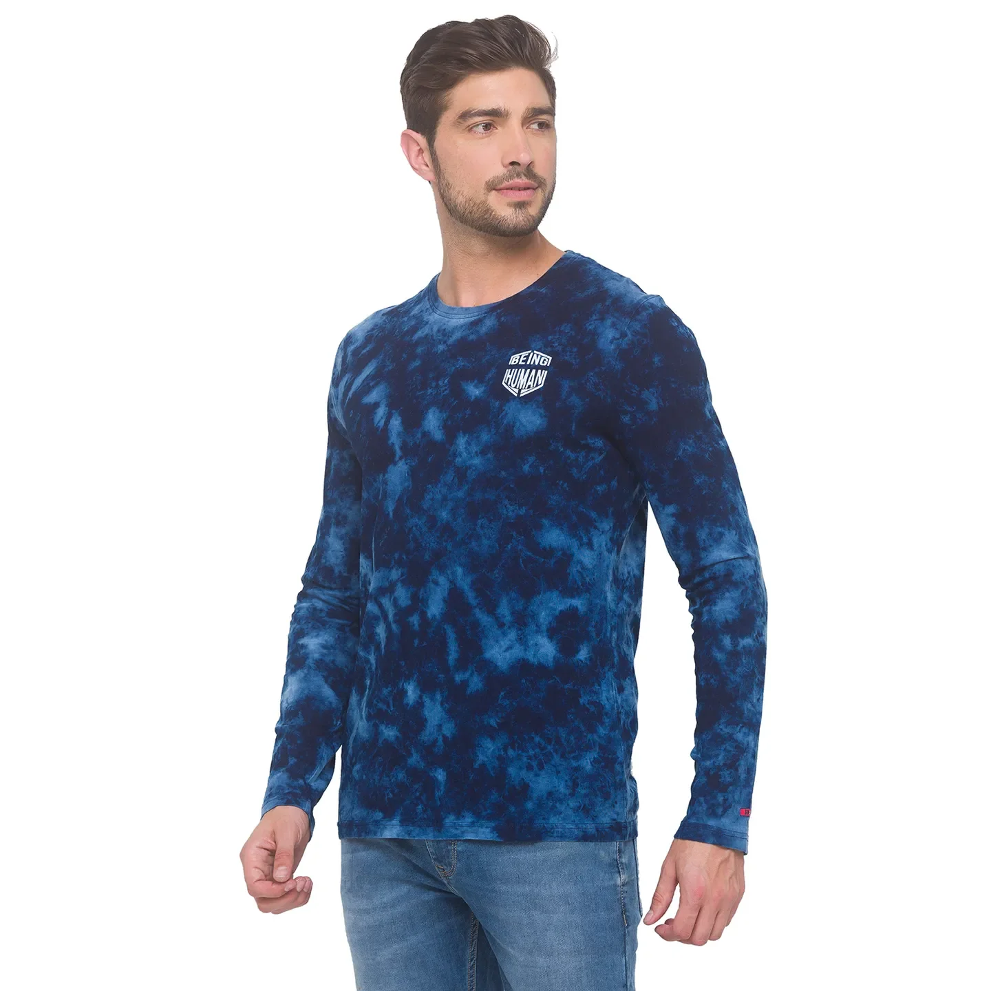 Blue Regular Fit Men's Long Sleeves T-Shirt by Being Human Clothing - Image 3