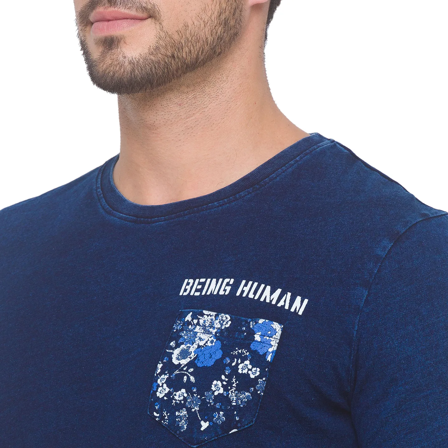 Blue Regular Fit Men's Long Sleeves T-Shirt by Being Human Clothing - Image 4