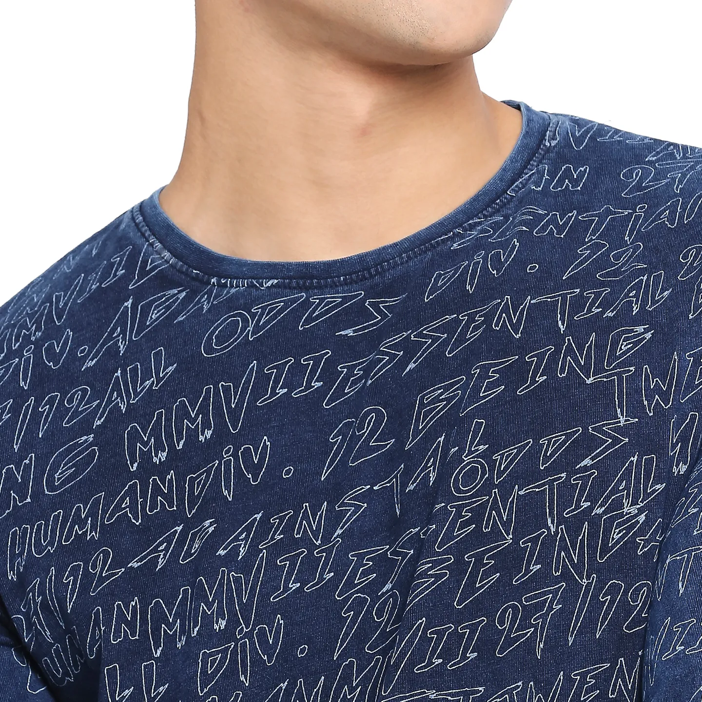 Blue Regular Fit Men's Long Sleeves T-Shirt by Being Human Clothing - Image 5