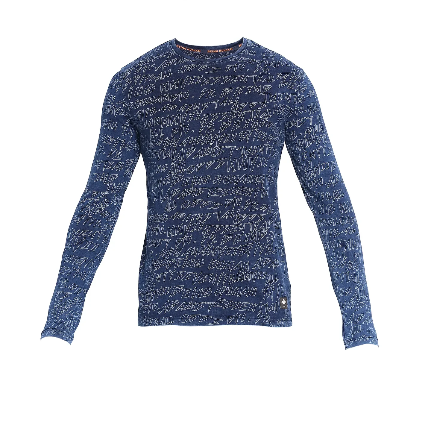 Blue Regular Fit Men's Long Sleeves T-Shirt by Being Human Clothing - Image 7