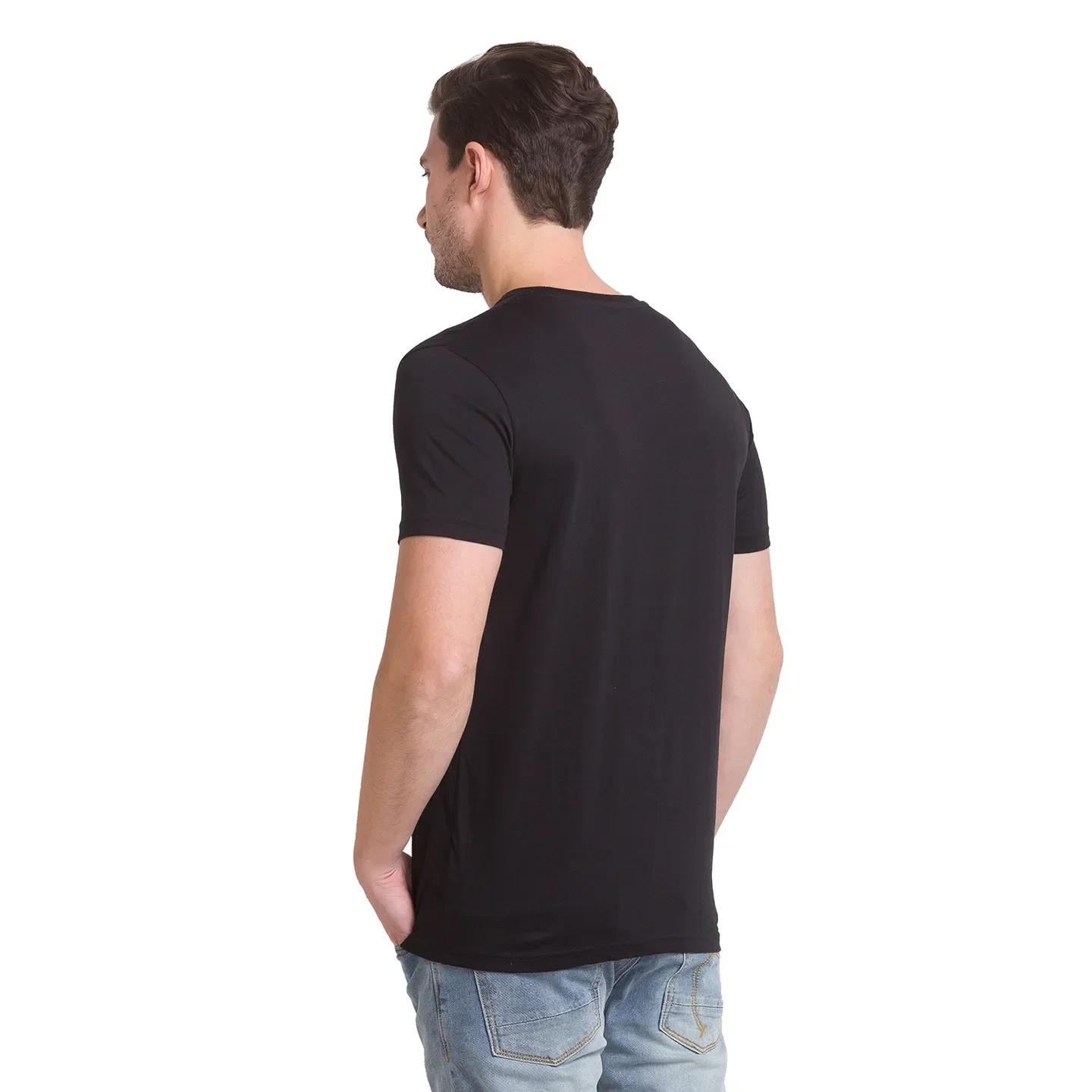 Jet Black Regular Fit Round Neck Mens' T-Shirt by Being Human Clothing - Image 9