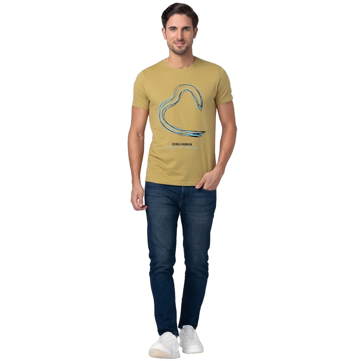 Brown Regular Fit Men's Short Sleeves T-Shirt by Being Human Clothing - Image 2