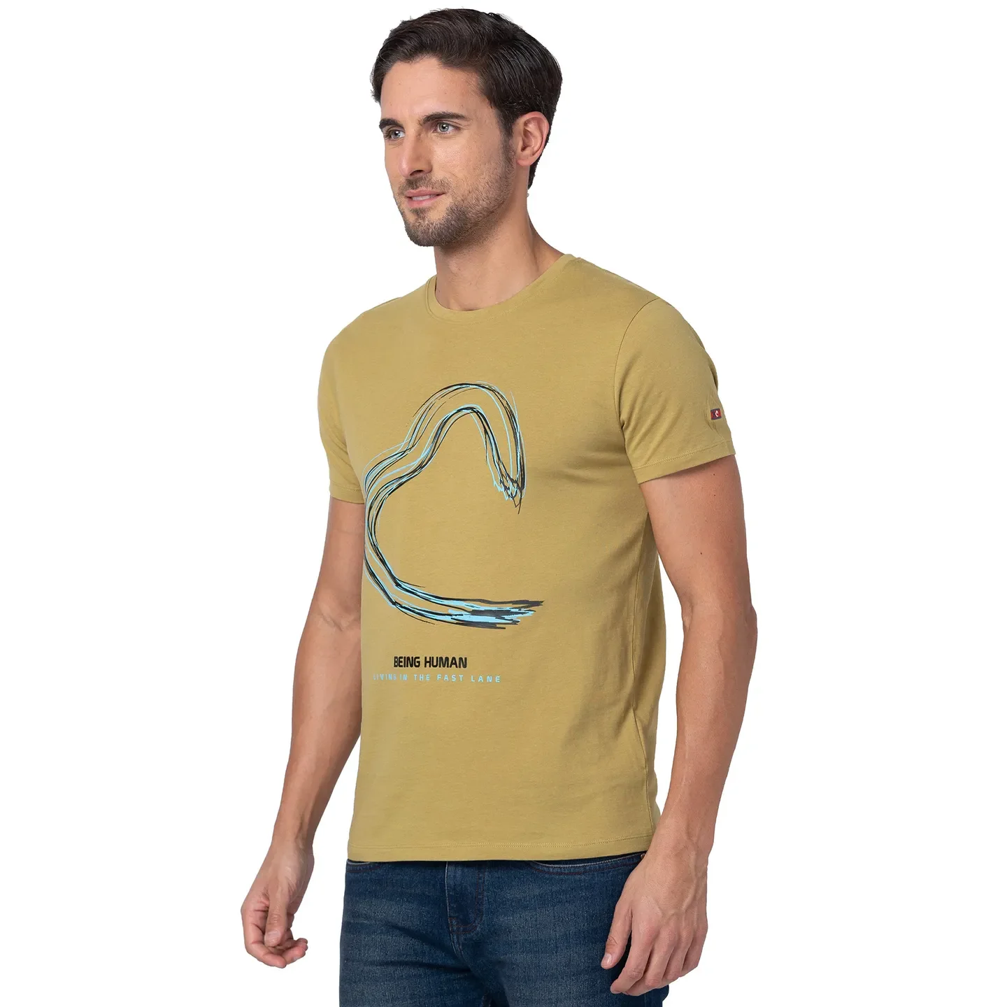 Brown Regular Fit Men's Short Sleeves T-Shirt by Being Human Clothing - Image 4