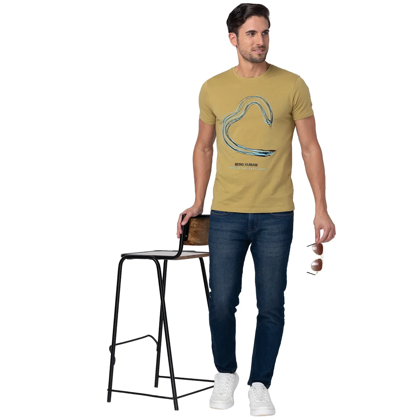 Brown Regular Fit Men's Short Sleeves T-Shirt by Being Human Clothing - Image 6