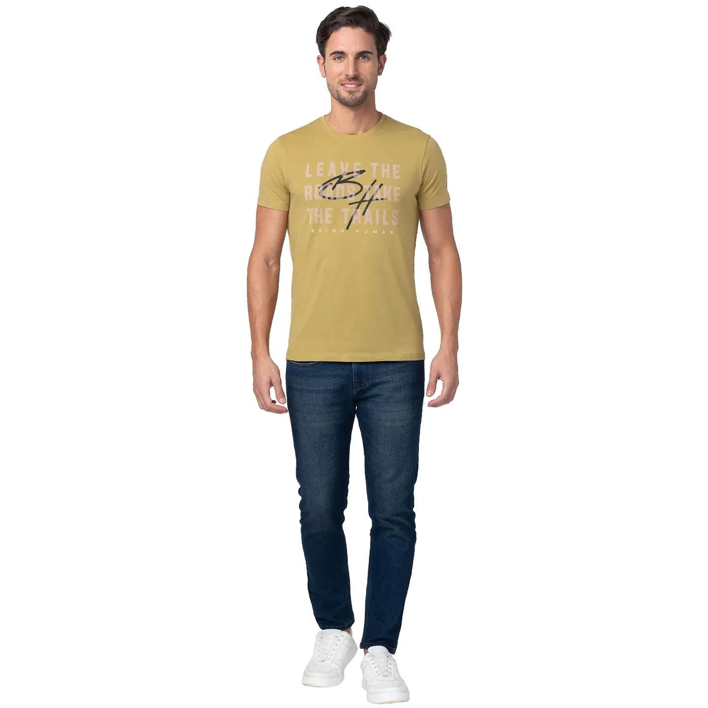 Brown Regular Fit Men's Short Sleeves T-Shirt by Being Human Clothing - Image 2