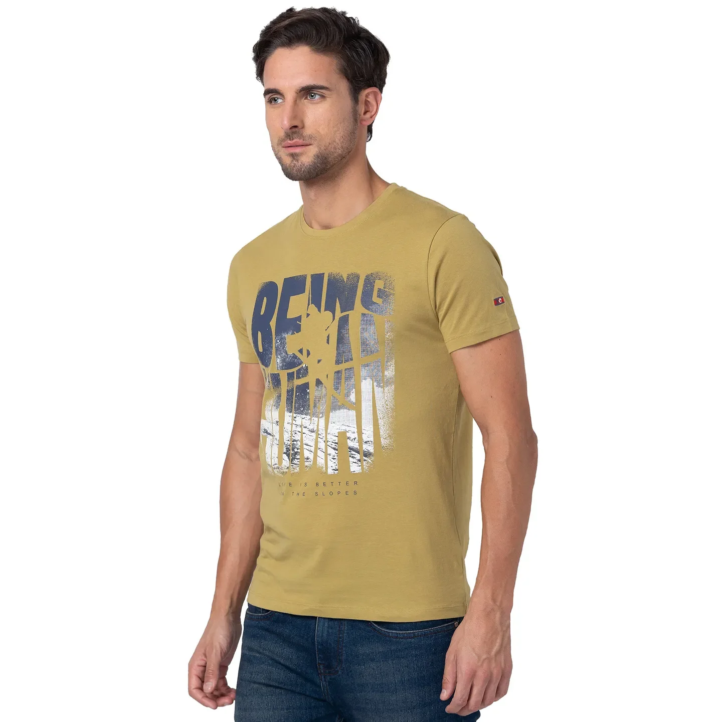 Brown Regular Fit Men's Short Sleeves T-Shirt by Being Human Clothing - Image 4