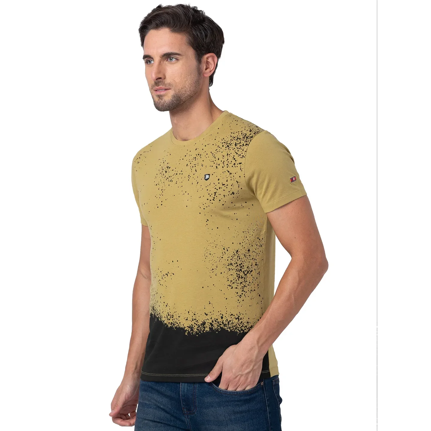 Khaki Regular Fit Round Neck Men's T-Shirt by Being Human Clothing - Image 4