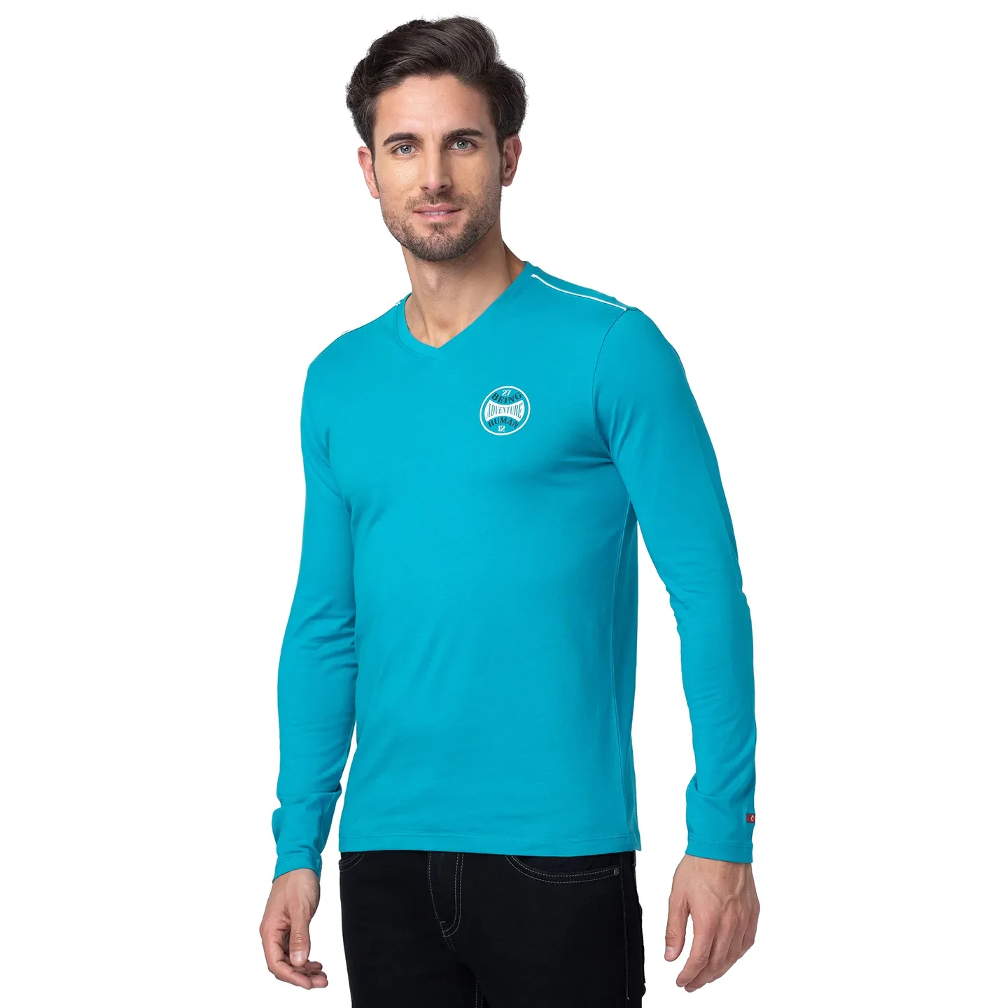 Lake Blue Regular Fit Round Neck Men's T-Shirt by Being Human Clothing - Image 2