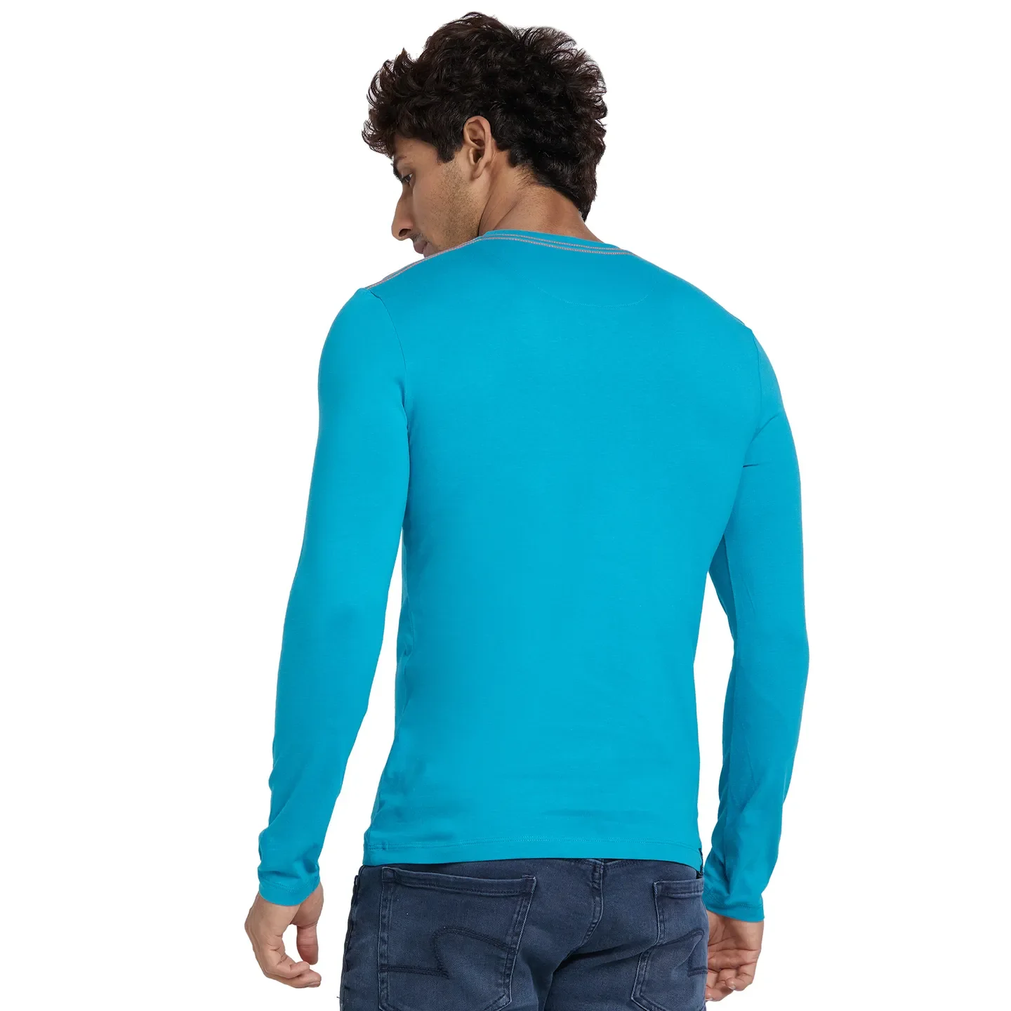 Lake Blue Regular Fit Round Neck Men's T-Shirt by Being Human Clothing - Image 3
