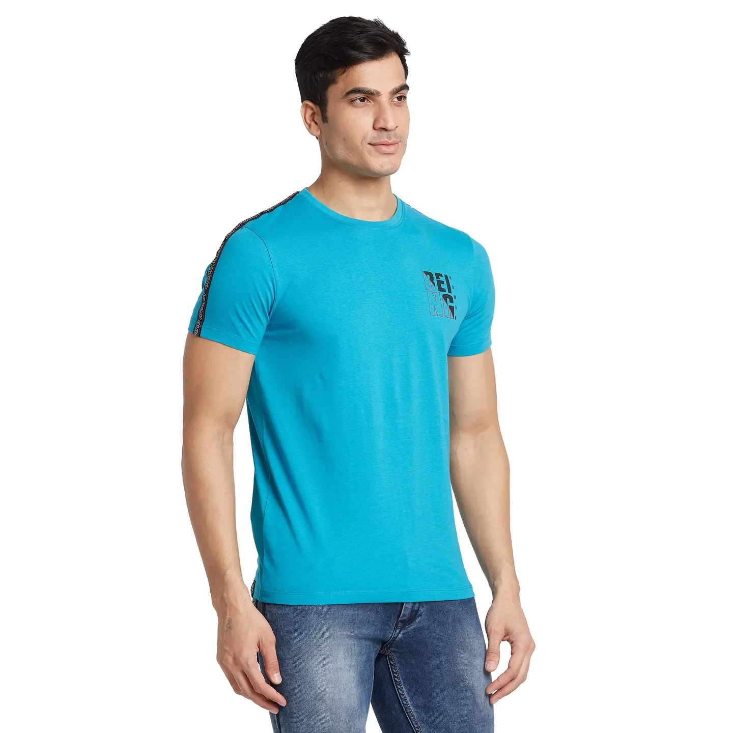 Lake Blue Regular Fit Round Neck Men's T-Shirt by Being Human Clothing - Image 2