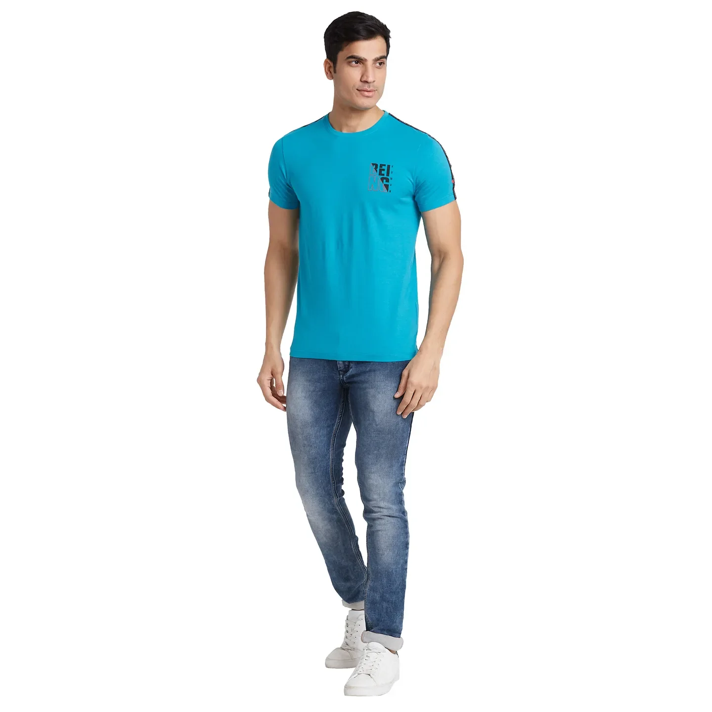 Lake Blue Regular Fit Round Neck Men's T-Shirt by Being Human Clothing - Image 5