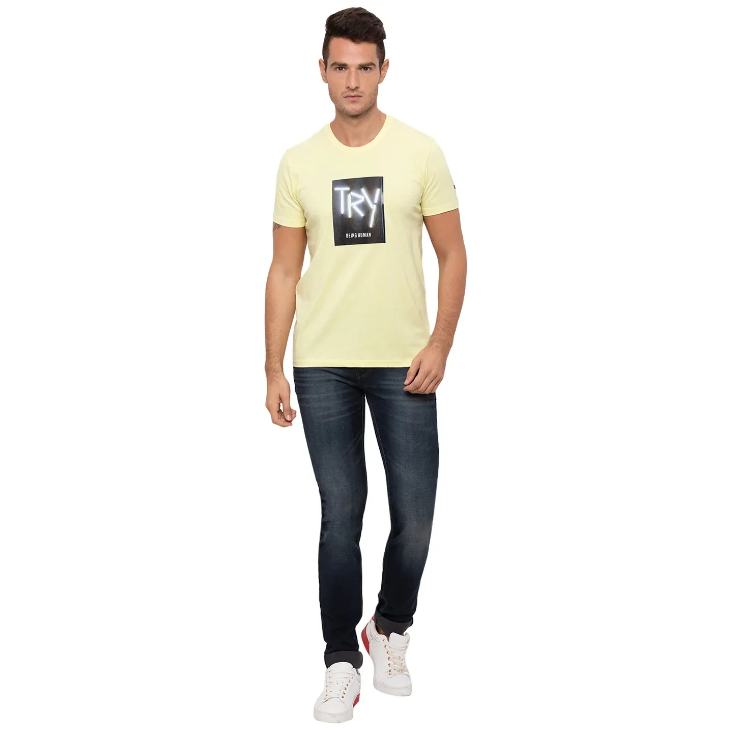 Lemon Regular Fit Round Neck Men's T-Shirt by Being Human Clothing - Image 2