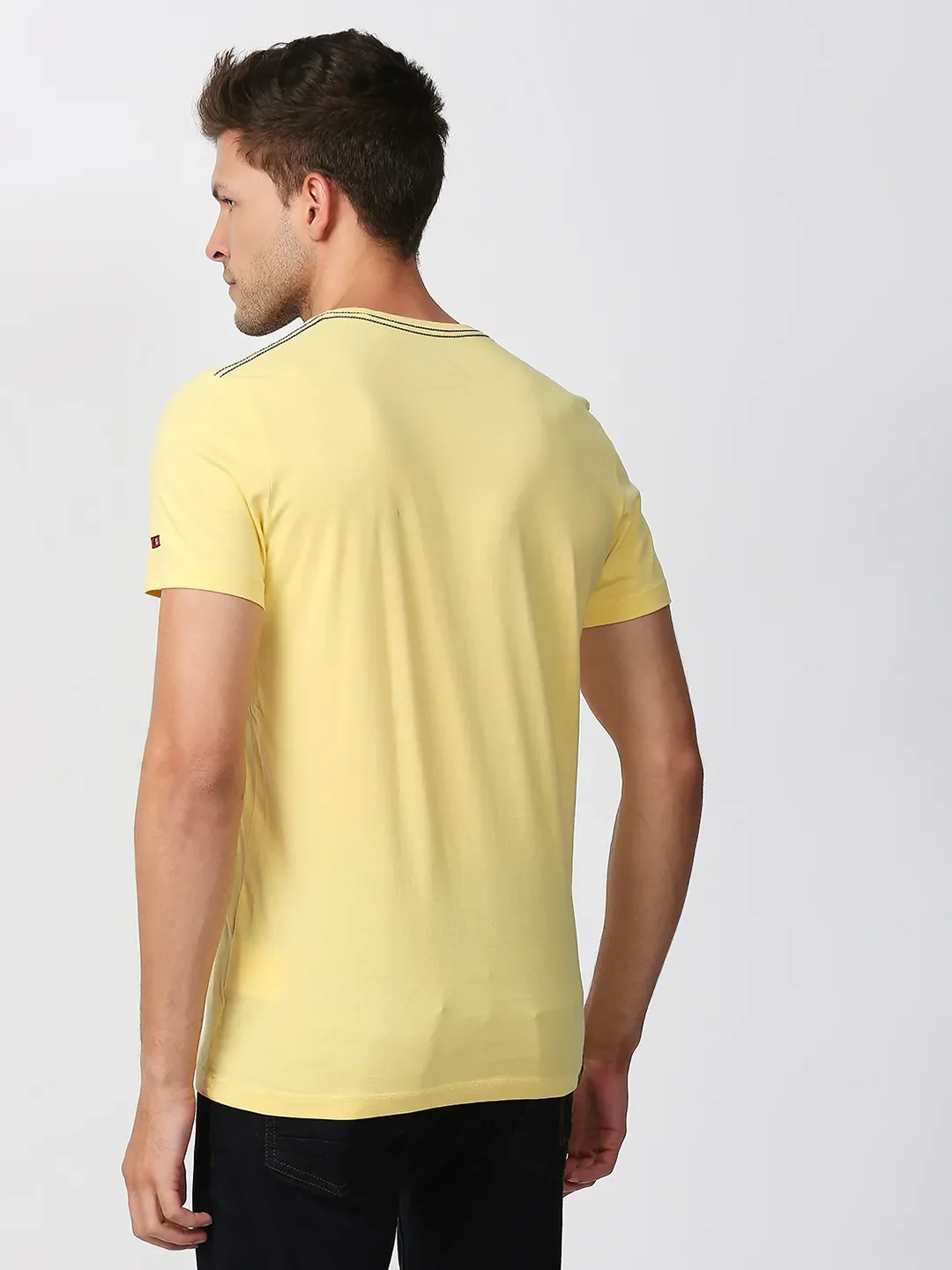 Yellow Regular Fit Men's Short Sleeves T-Shirt by Being Human Clothing - Image 4