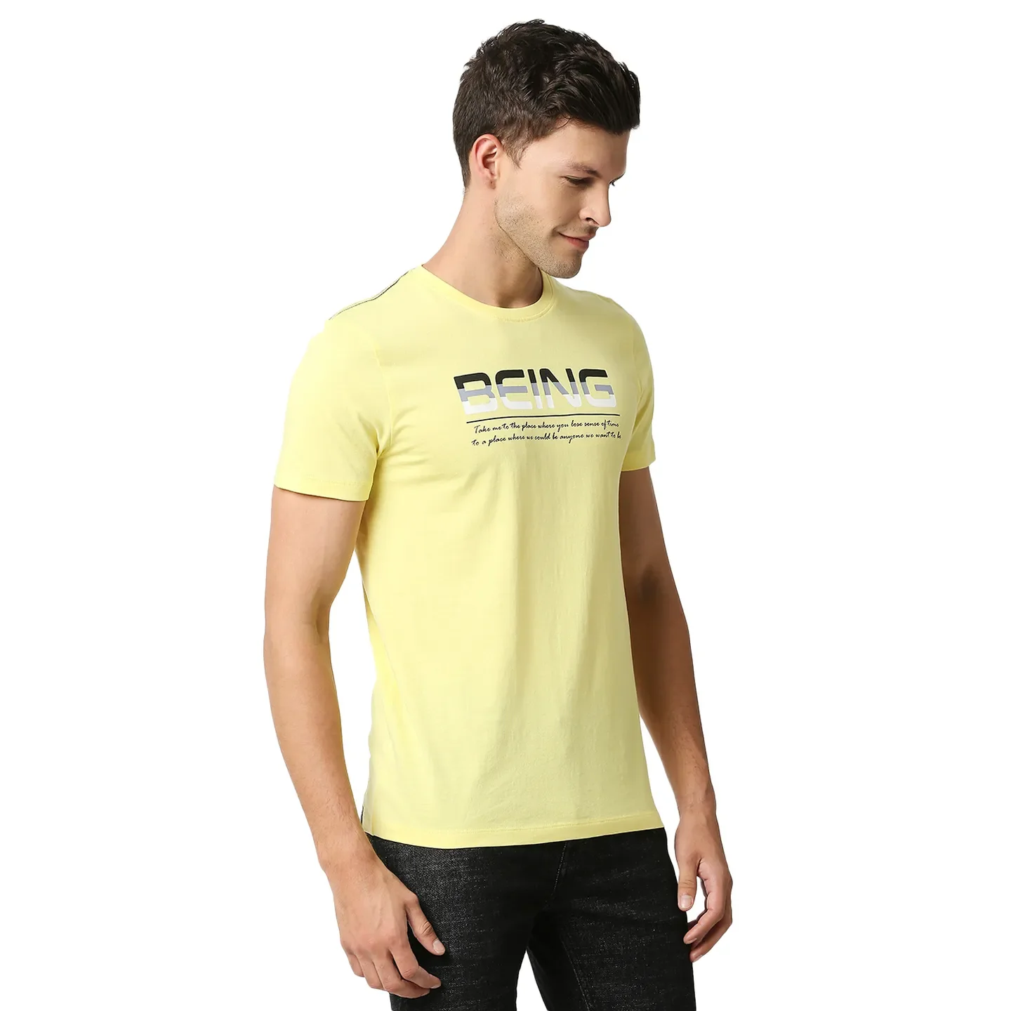 Yellow Regular Fit Men's Short Sleeves T-Shirt by Being Human Clothing - Image 3