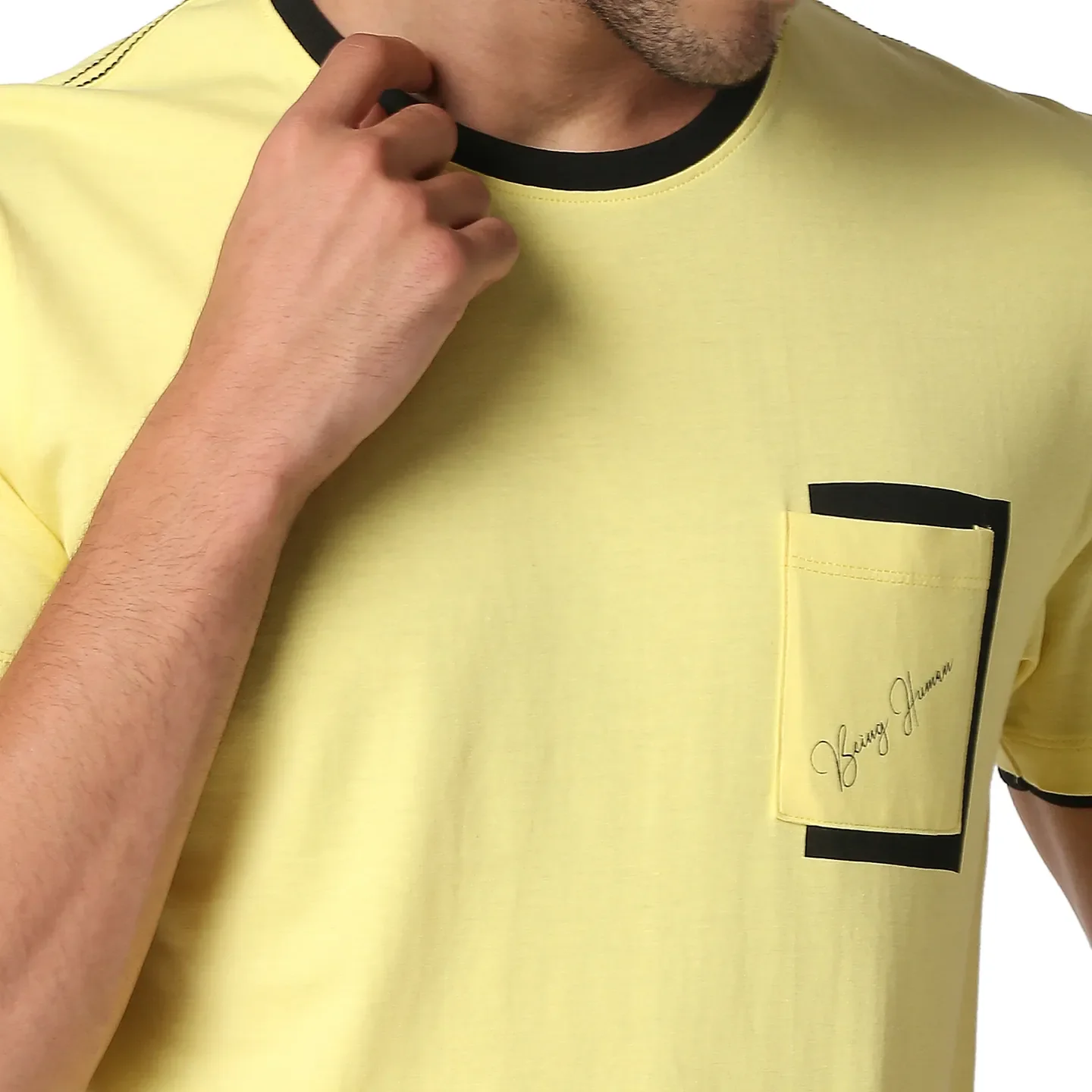 Yellow Regular Fit Men's Short Sleeves T-Shirt by Being Human Clothing - Image 4