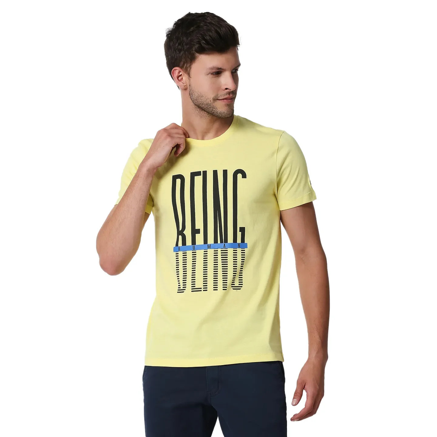 Lemon Regular Fit Round Neck Men's T-Shirt by Being Human Clothing