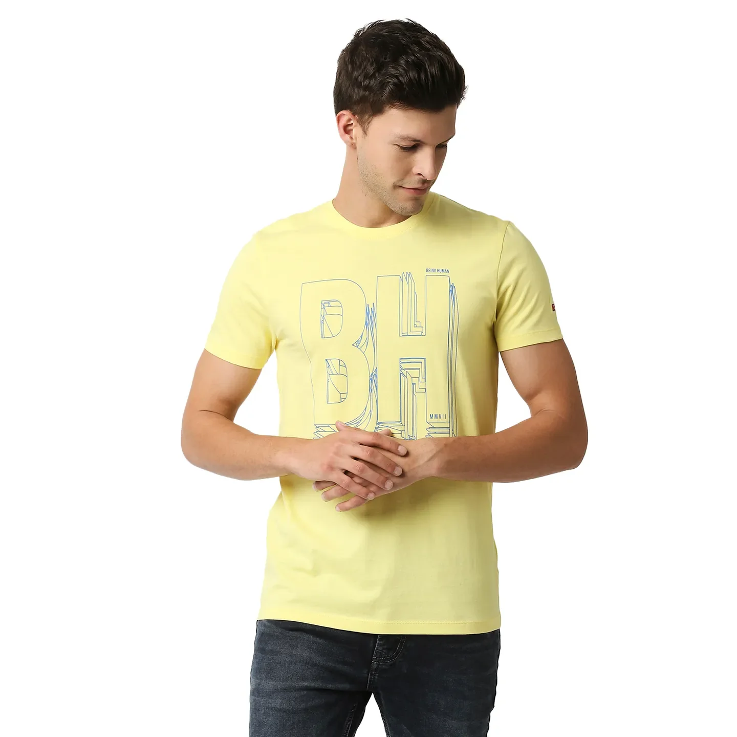 Yellow Regular Fit Men's Short Sleeves T-Shirt by Being Human Clothing
