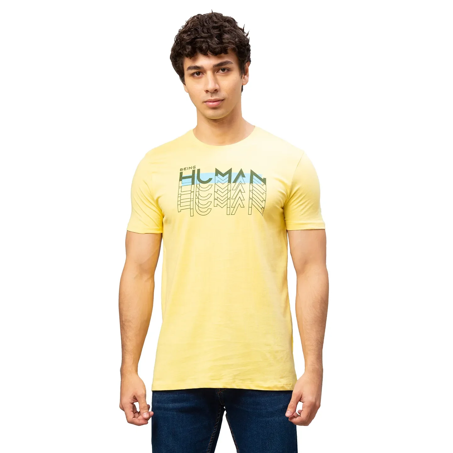 Yellow Regular Fit Men's Short Sleeves T-Shirt by Being Human Clothing