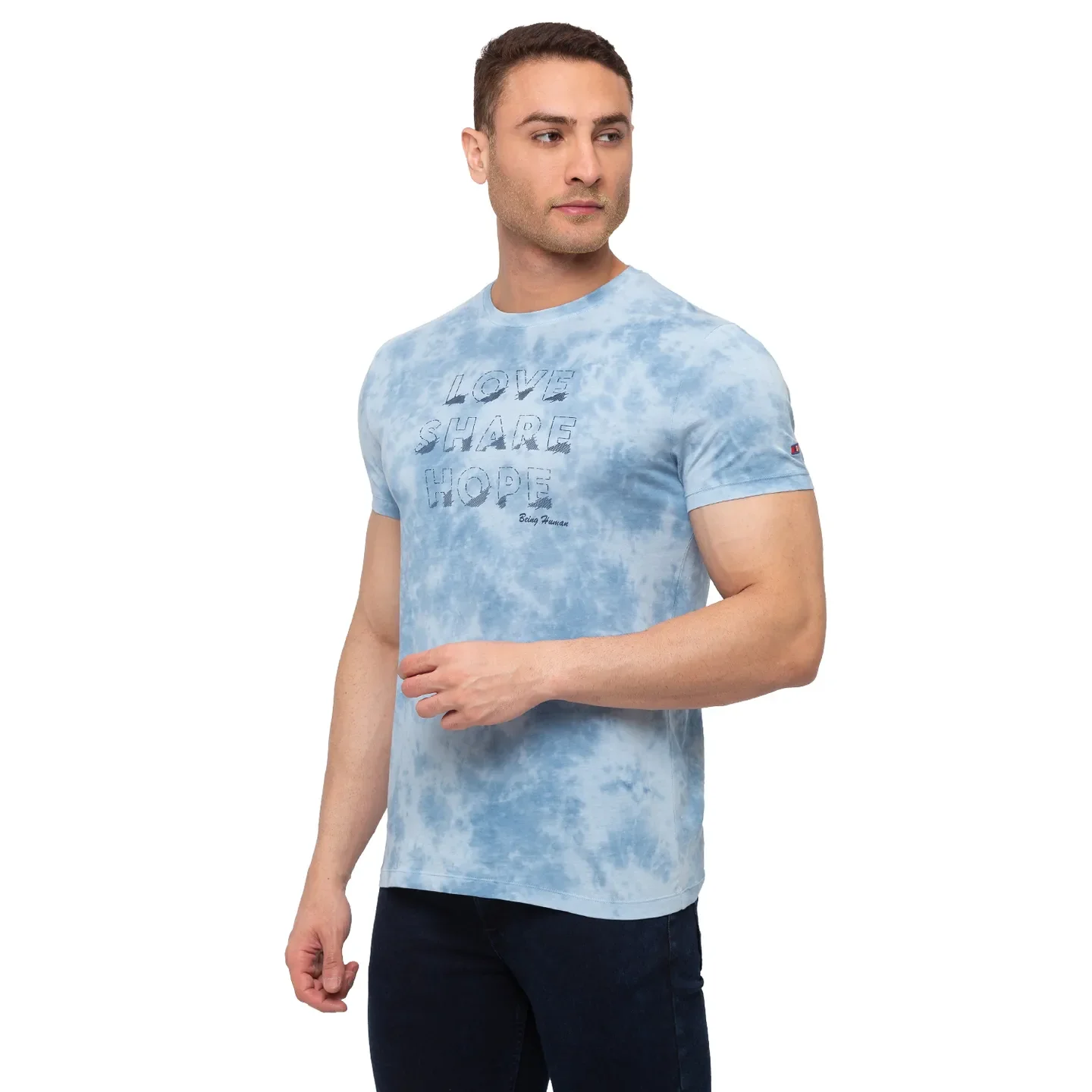 Blue Regular Fit Men's Short Sleeves T-Shirt by Being Human Clothing - Image 2