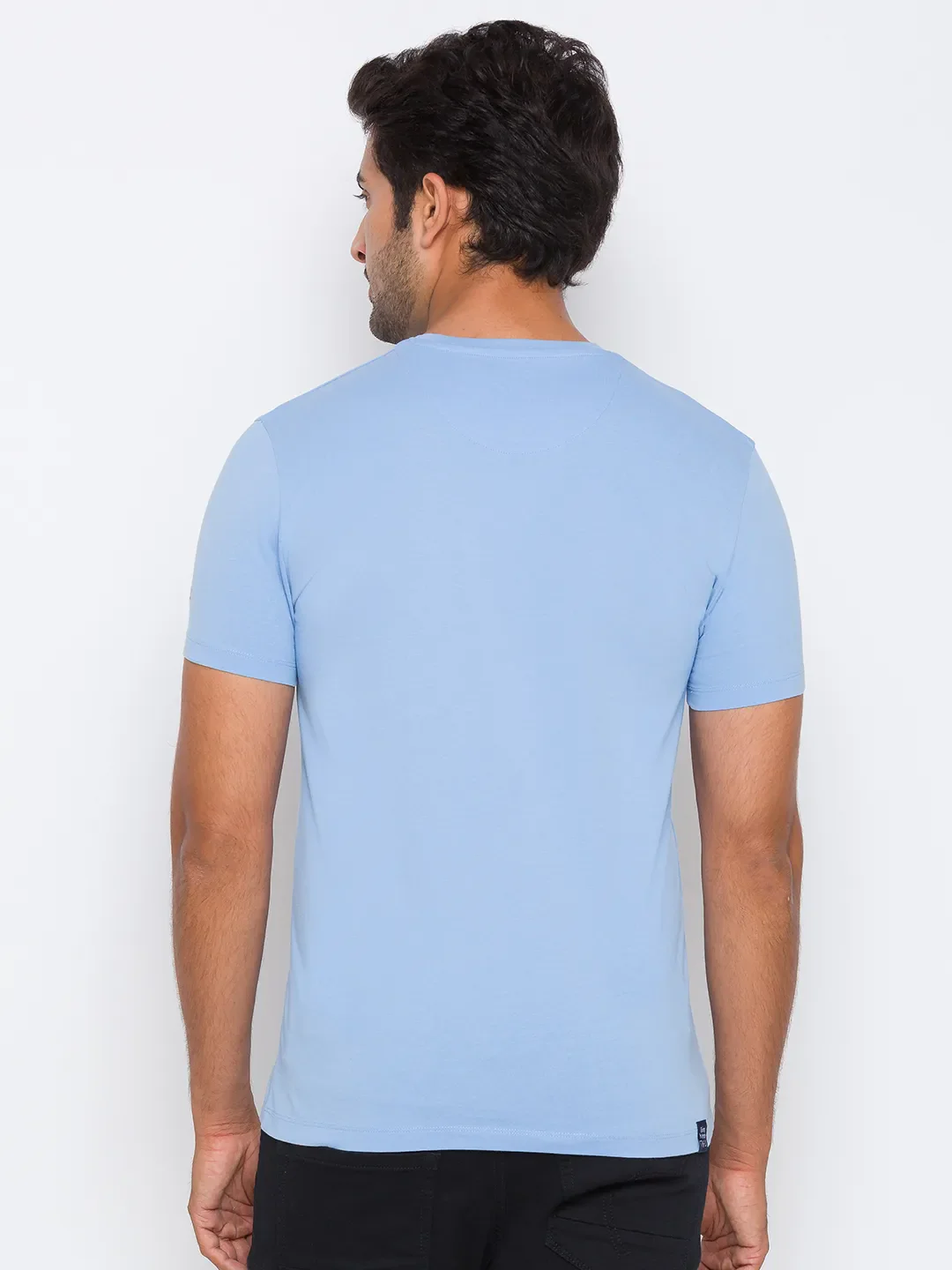 Light Blue Regular Fit Round Neck Men's T-Shirt by Being Human Clothing - Image 15