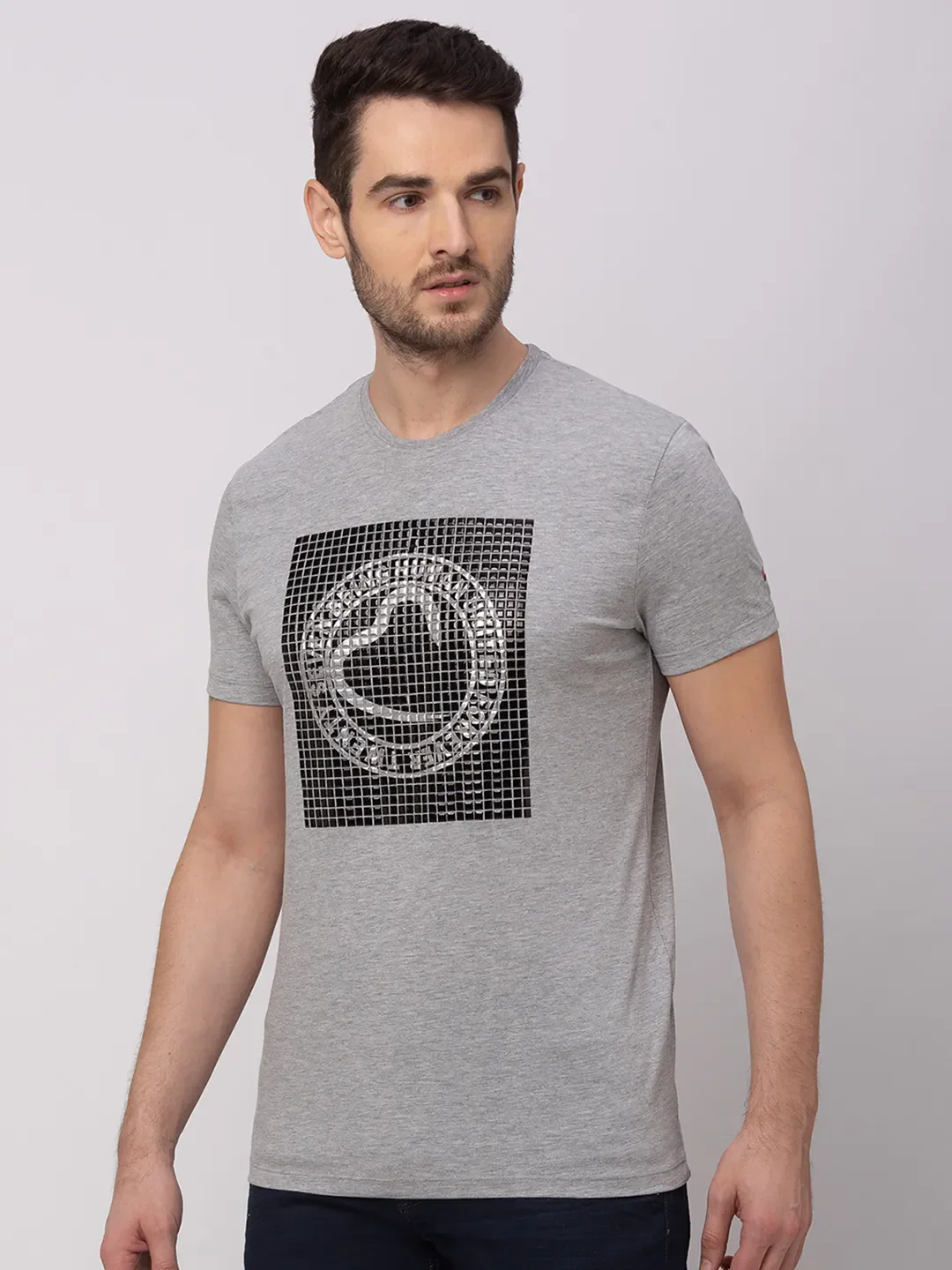Grey Regular Fit Men's Short Sleeves T-Shirt by Being Human Clothing - Image 2