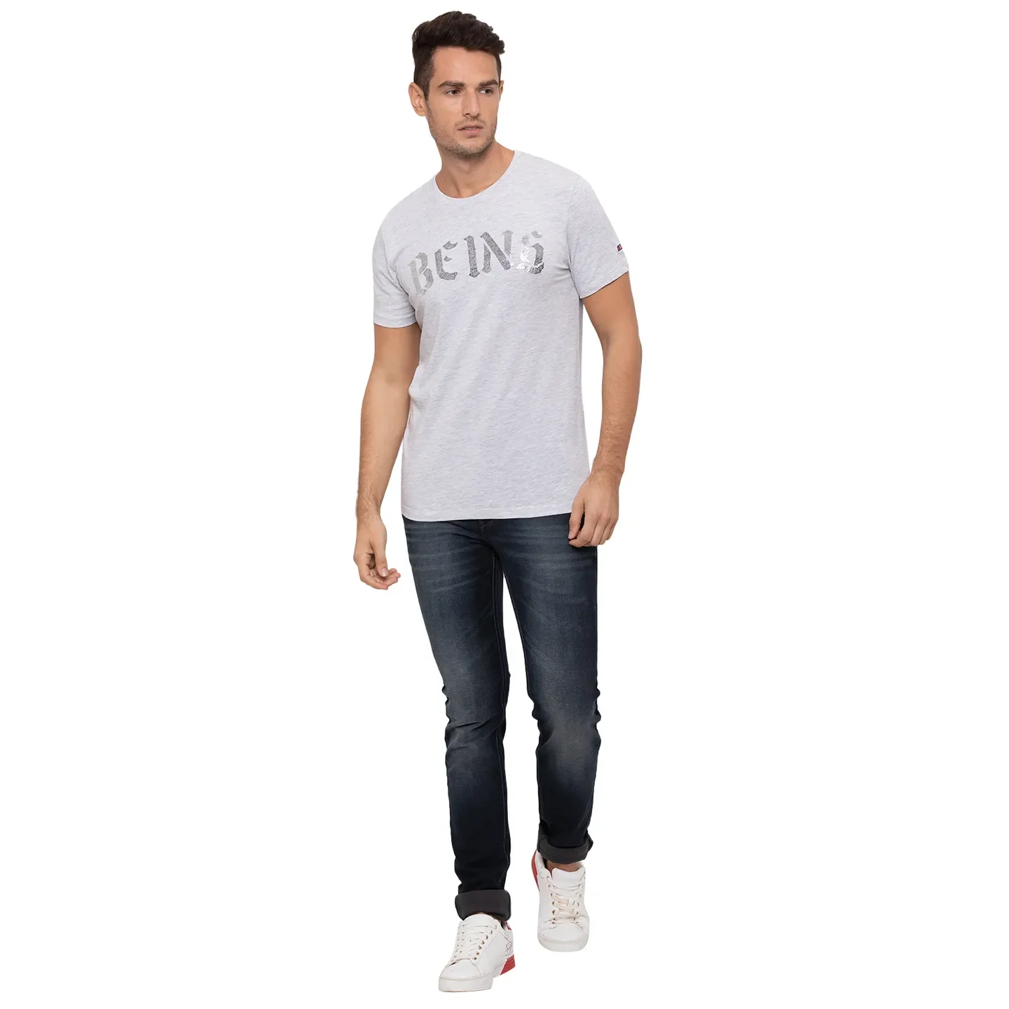 Grey Regular Fit Men's T-Shirt by Being Human Clothing - Image 2