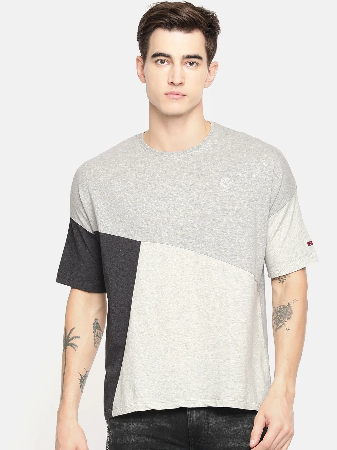 Grey Regular Fit Men's Short Sleeves T-Shirt by Being Human Clothing