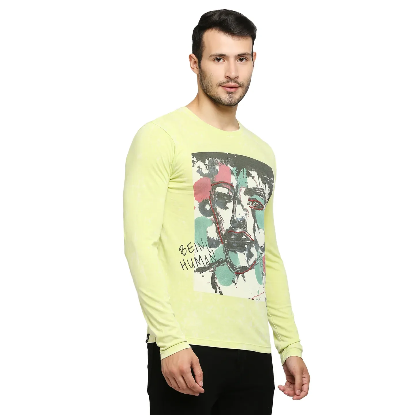 Lime Regular Fit Round Neck Men's T-Shirt by Being Human Clothing - Image 3