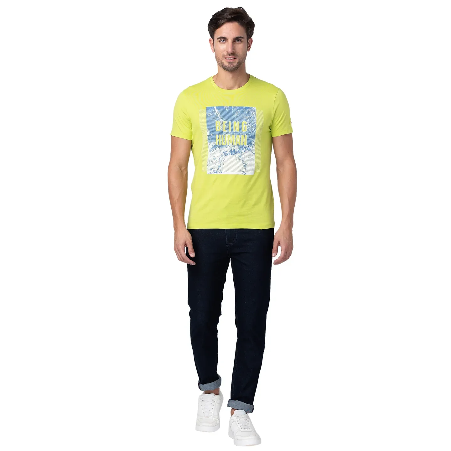 Green Regular Fit Men's Short Sleeves T-Shirt by Being Human Clothing - Image 2