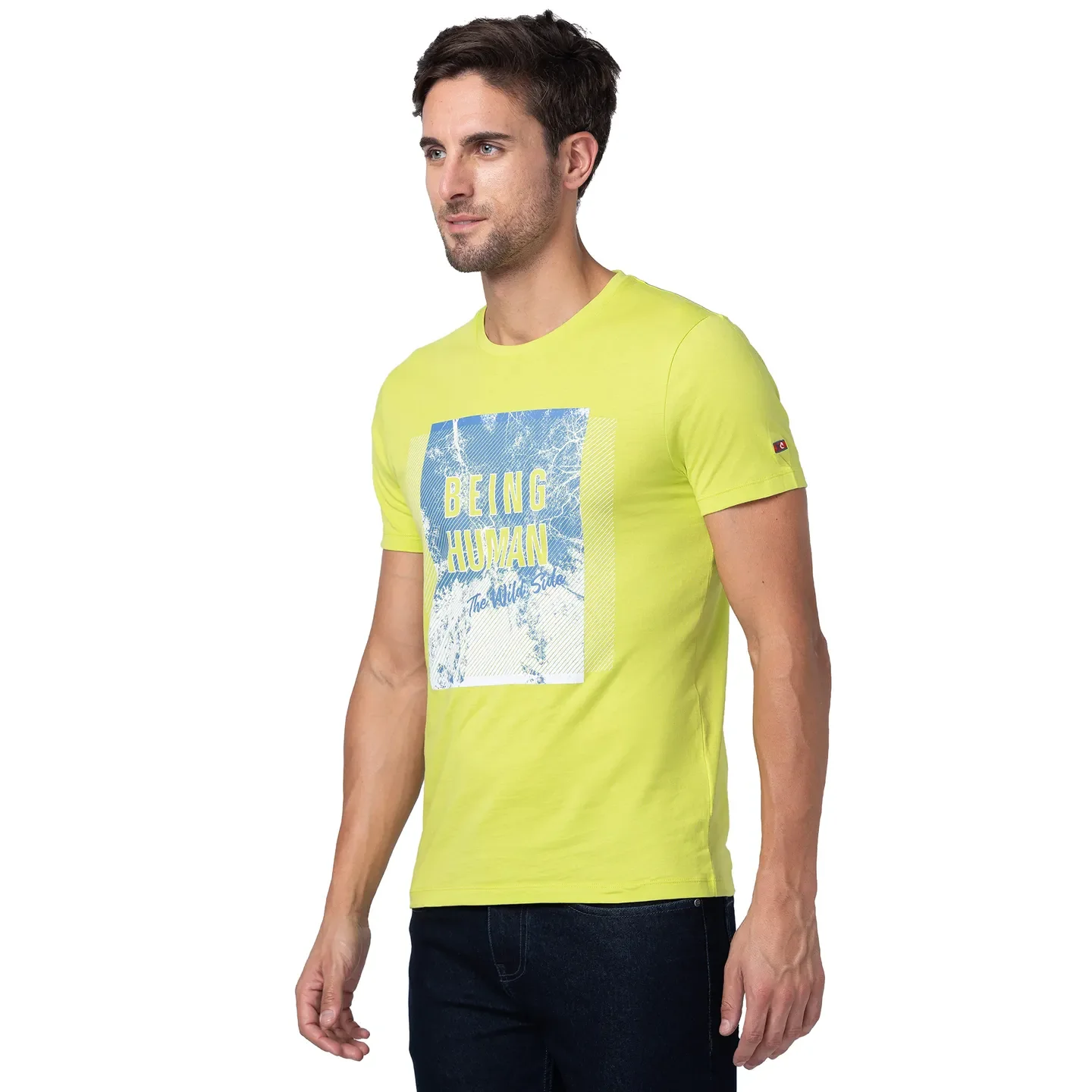Green Regular Fit Men's Short Sleeves T-Shirt by Being Human Clothing - Image 4