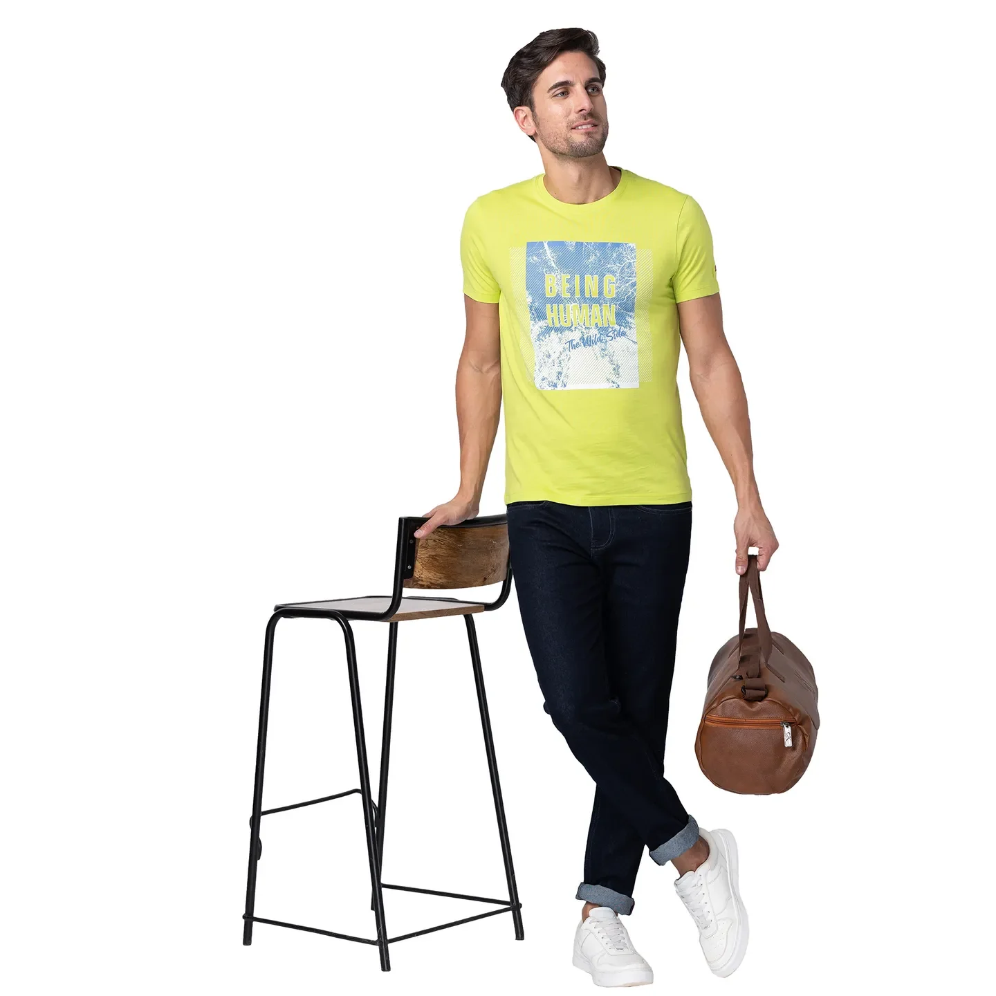 Green Regular Fit Men's Short Sleeves T-Shirt by Being Human Clothing - Image 6
