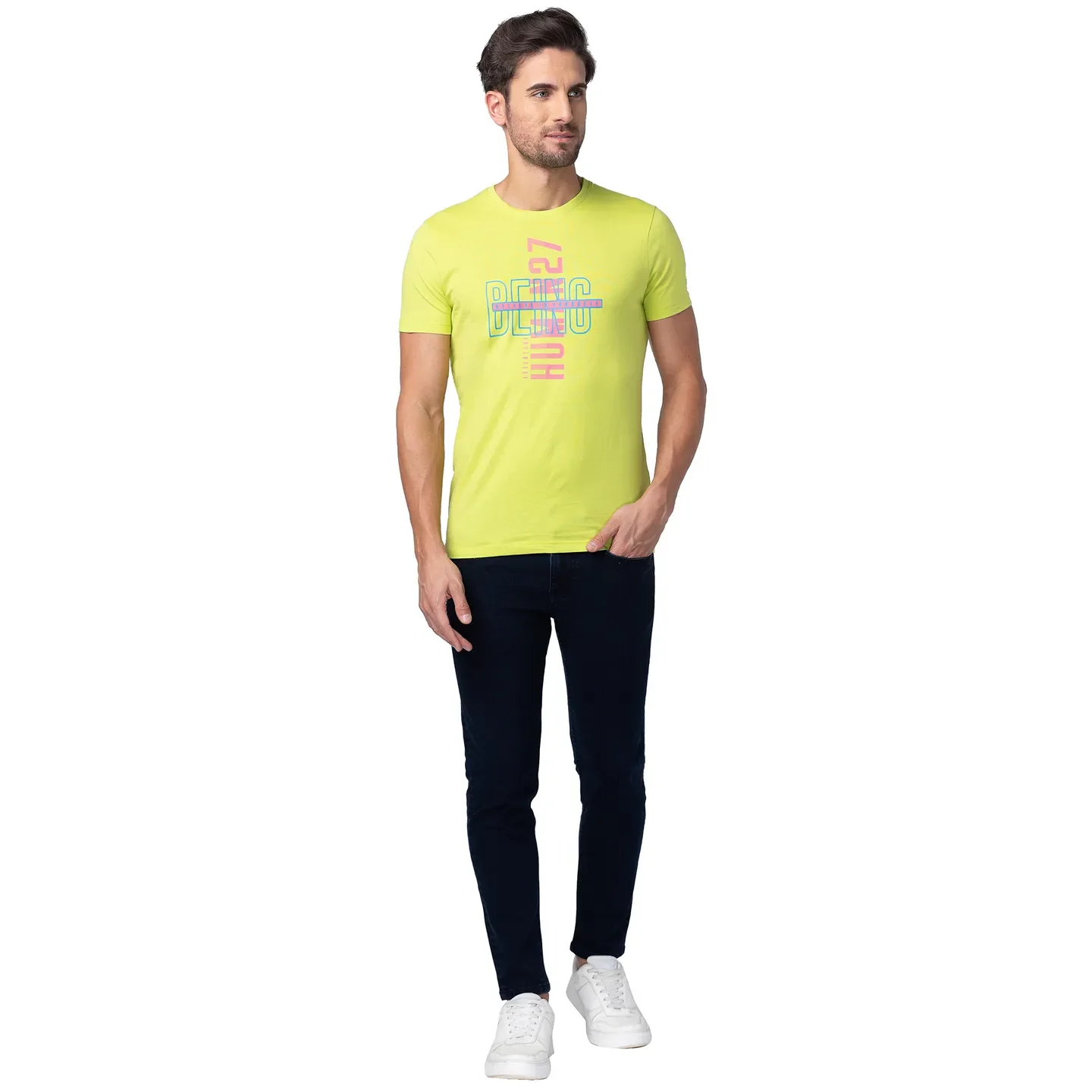Green Regular Fit Men's Short Sleeves T-Shirt by Being Human Clothing - Image 2