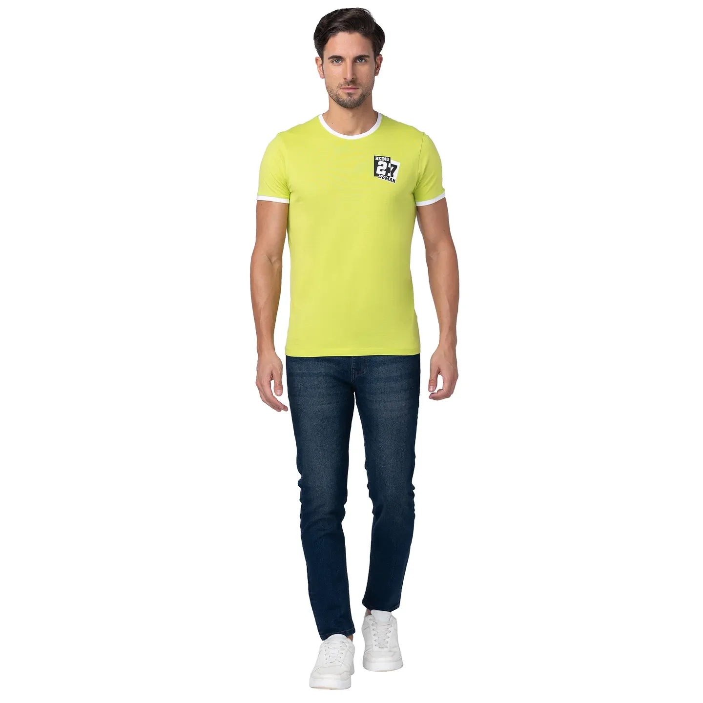 Green Regular Fit Men's Short Sleeves T-Shirt by Being Human Clothing - Image 2