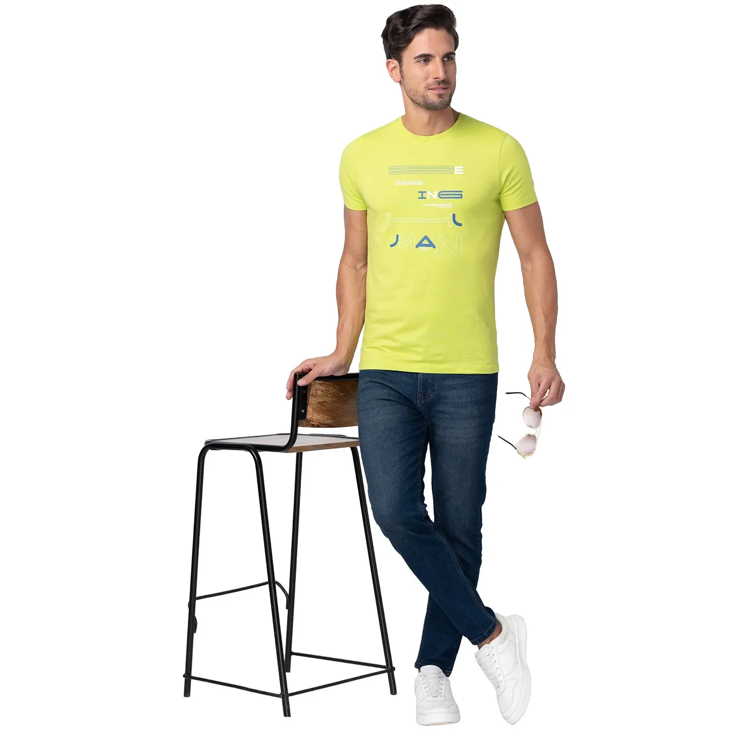 Lime Punch Regular Fit Round Neck Men's T-Shirt by Being Human Clothing - Image 6